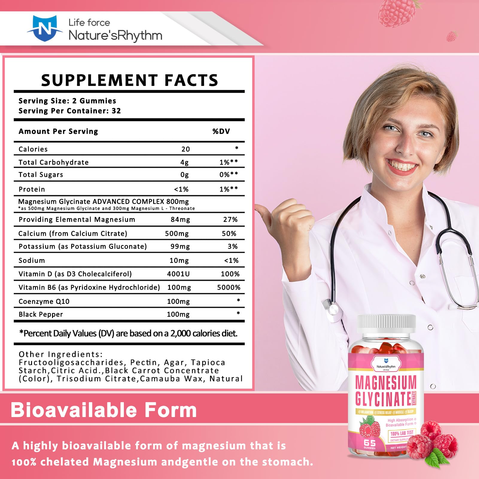 Nature‘s Rhythm Magnesium Gummies 500mg - 65 Ct | Magnesium Glycinate Supplements for Relaxation, Stress Relief, and Sleep for Adults & Kids Tasty and Tangy Raspberry Flavor Nature'sRhythm Au supplements