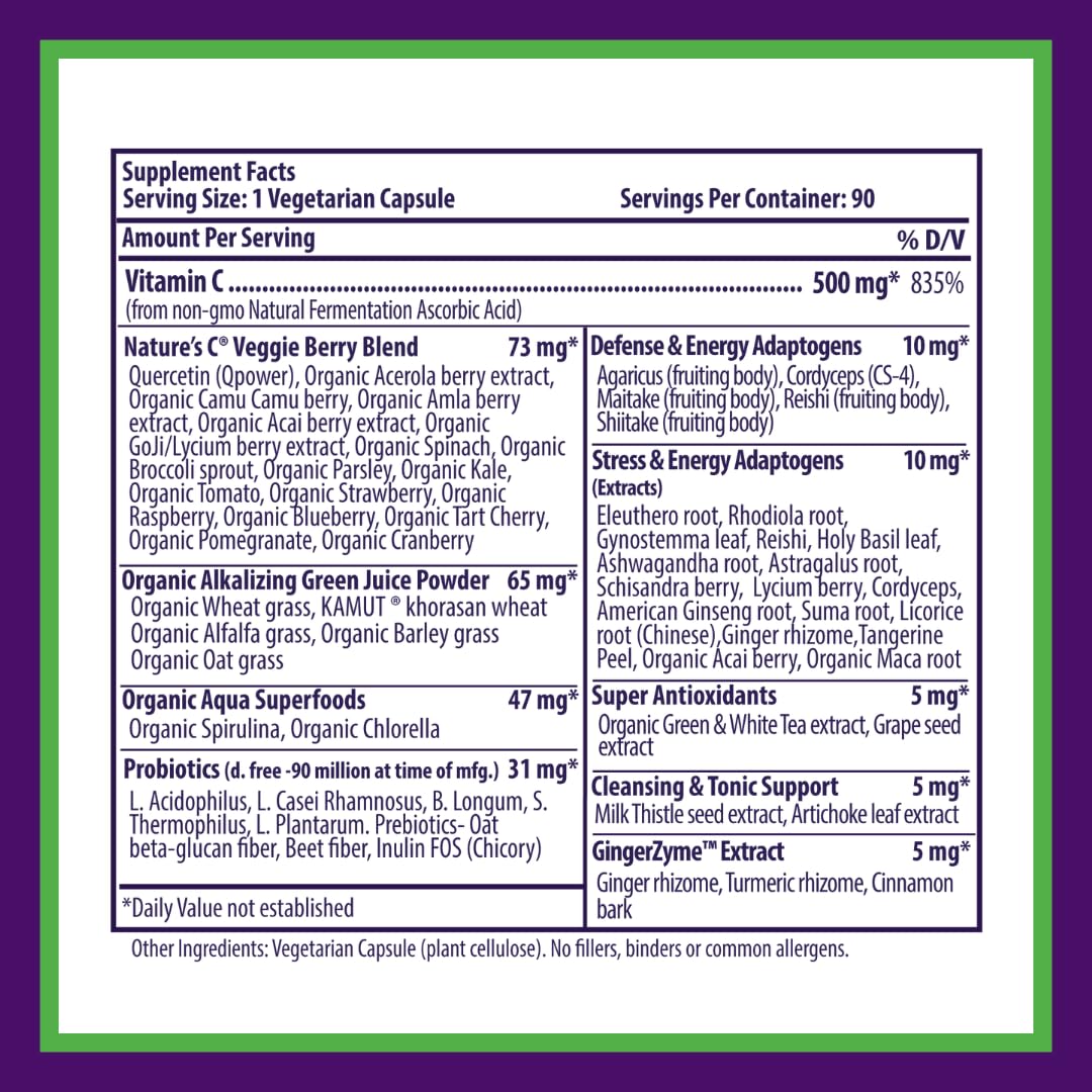 Paradise Herbs Earth's Blend Vitamin C with Nature's C and Adaptogens, Superfoods Base of Probiotics & Organic Alkalizing Greens, 90 Vegetarian Capsules Paradise Herbs Au supplements