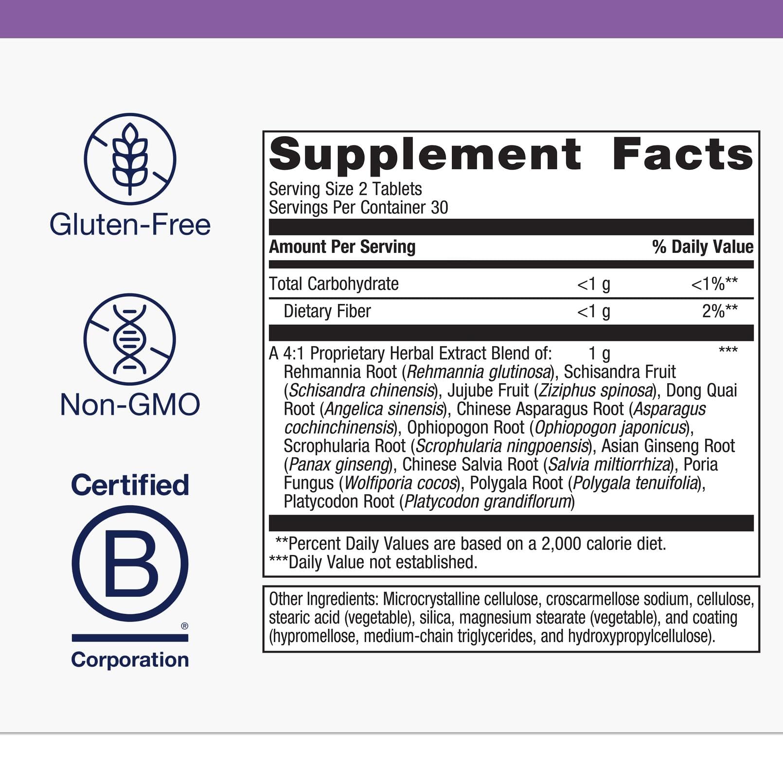 Metagenics Serenagen Supplement - Herbal Stress Management with Asian Ginseng & Chinese Herbs - Supports Calm, Focus, Energy & Sleep* - Non-GMO, Gluten-Free, Vegetarian - 60 Tablets Metagenics Au supplements