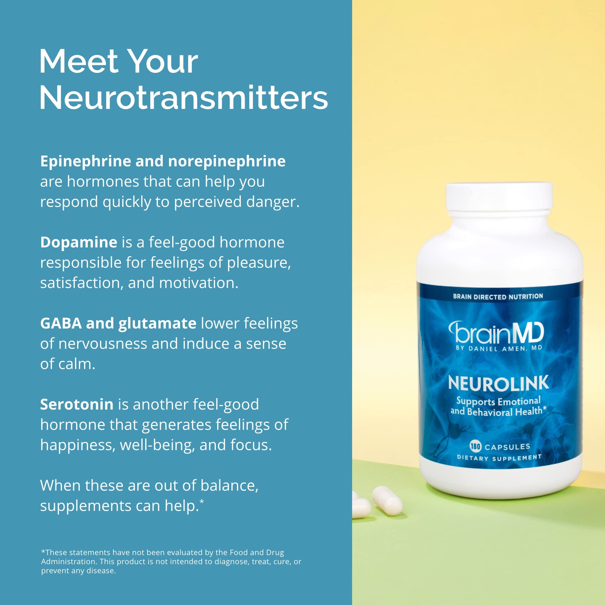 BRAINMD Dr Amen NeuroLink - 180 Capsules - Promotes Optimal Brain Function, Focus & Concentration - Gluten Free - 45 Servings BRAINMD Au supplements