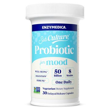 Enzymedica SubCulture Probiotics for Mood, Stress, & Sleep, 50 Billion CFU, Promotes Relaxation, Immune + Digestive Health & Regularity, 30 Count Enzymedica Au supplements