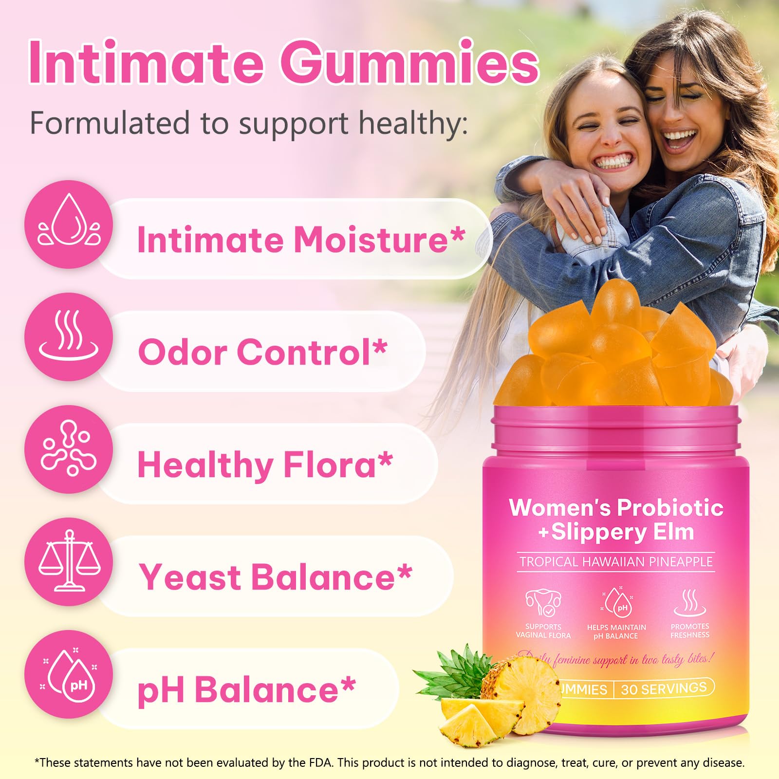 Beyxdu Probiotics for Women Gummies with Slippery Elm Feminine Balance Gummies for Women Vaginal Probiotics with Prebiotics & Lactobacillus Probiotic Blend Vaginal Odor & Vaginal Flora 60Gummy Beyxdu Au supplements