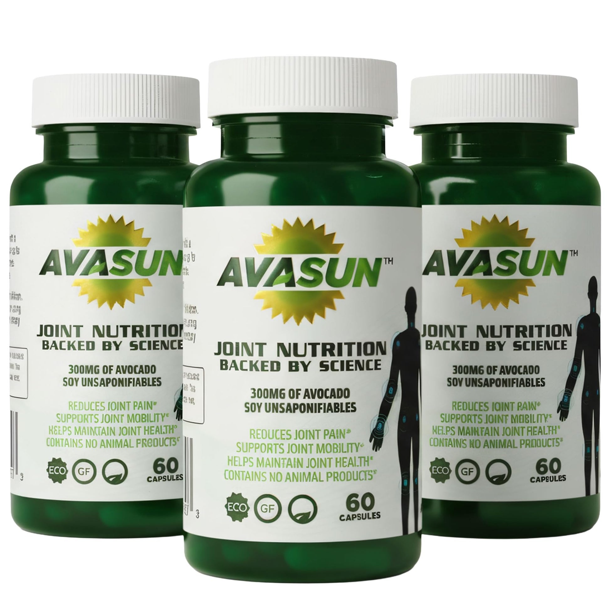 ASU Joint Support Supplement – 300mg Avocado Soy Unsaponifiables for Joint Comfort, Mobility & Cartilage Health, Clinically Studied, Plant-Based, Non-GMO, Gluten-Free, 60 Capsules (6 Month Supply) AvaSun Au supplements