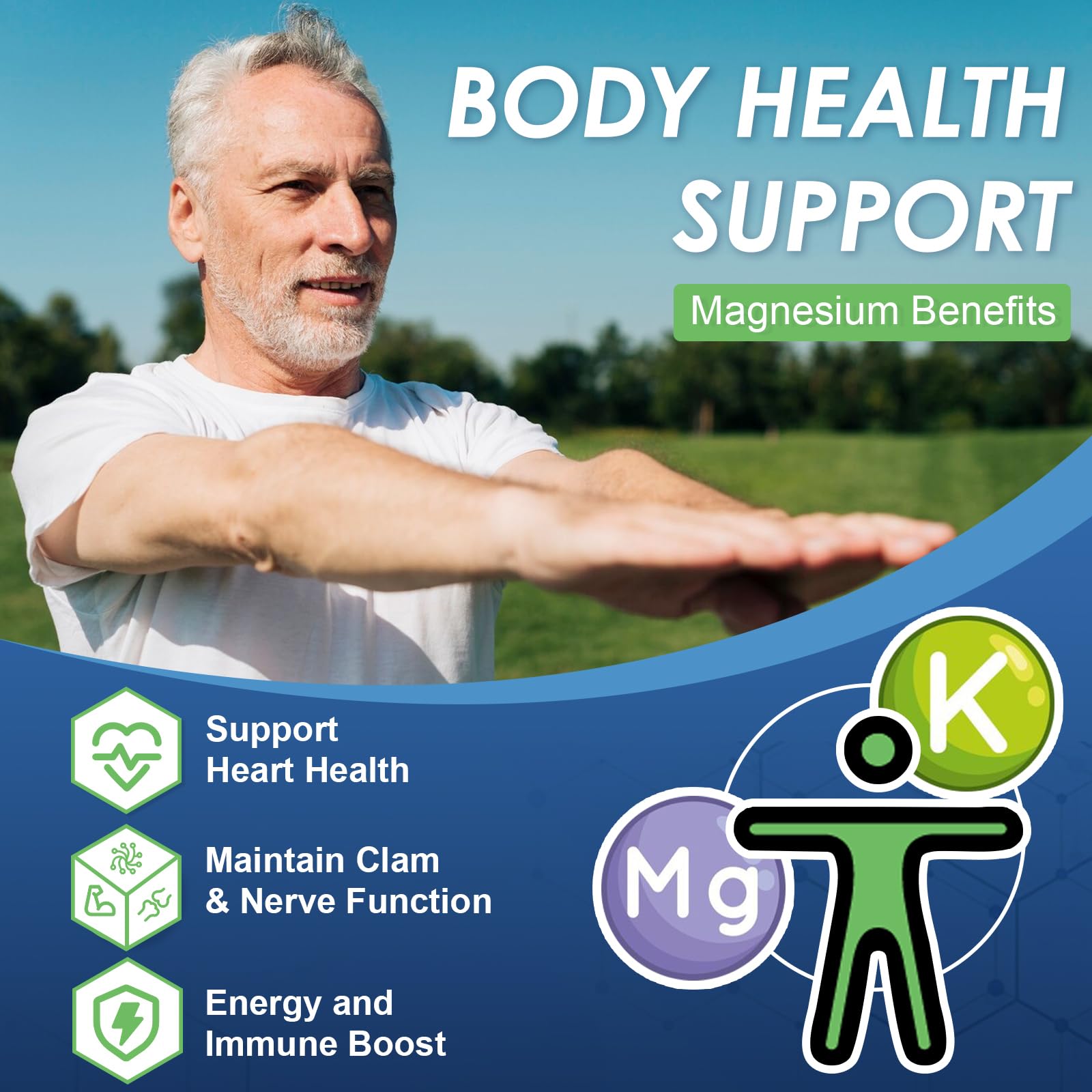 NATURE TARGET Magnesium Glycinate 500mg, Chelated Magnesium with Zinc & Vitamin D3 for Muscle, Nerve & Bone, Support Heart Health & Leg Cramp, Strength Immune System - 120 Capsules NATURE TARGET Au supplements