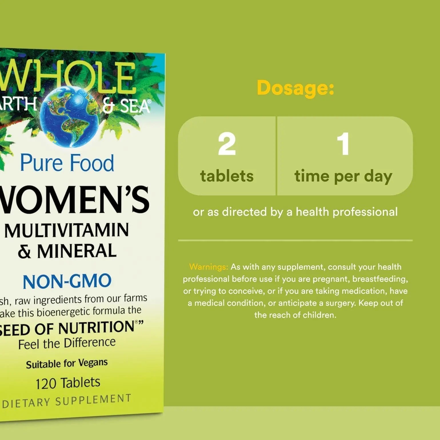 Natural Factors Whole Earth & Sea Women's Multivitamin & Mineral, Whole Food Supplement, Vegan, 120 Tablets Natural Factors Au supplements