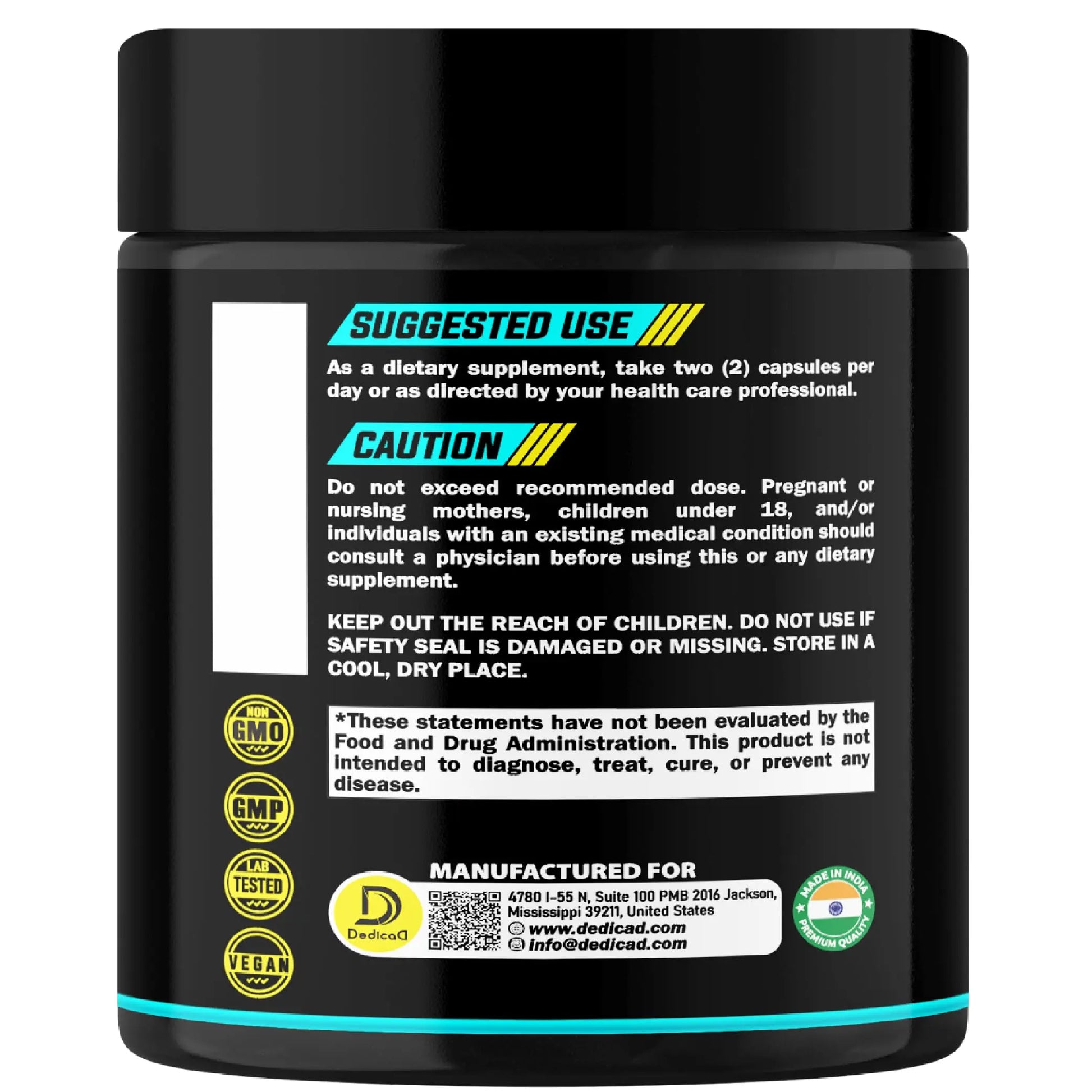 DEDICAD 500Mg Lactoferrin Supplement - 120 Capsules for 2-Month Supply DEDICAD Au supplements