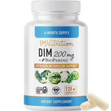 DIM Supplement 200 mg (120 Ct) | Estrogen Balance for Women & Men | Hormone Balance SMNutrition Au supplements