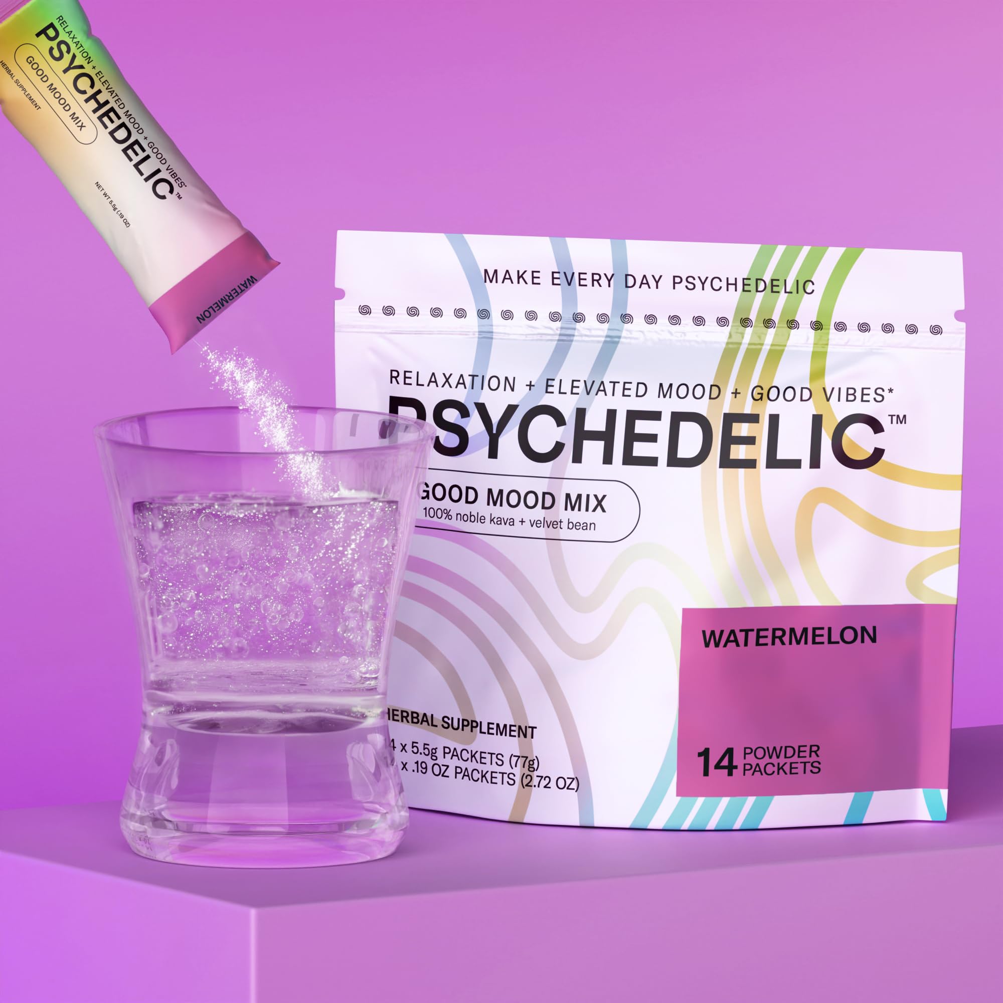 Good Mood Mix - Watermelon - Powder Packets - Calming Kava Drink Mix - Easy Open Psychedelic Water Au supplements