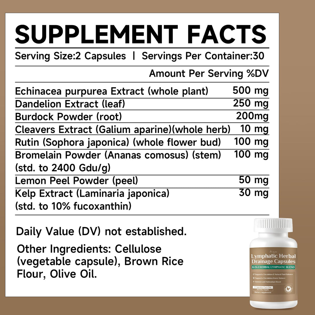 SpenHerb Lymphatic Drainage Capsules Supplements, 8-in-1 Herbal Lymphatic Blend Support Circulation and Natural Fluid Balance, Non-GMO Pure,60 Capsules/1 Pack SpenHerb Au supplements