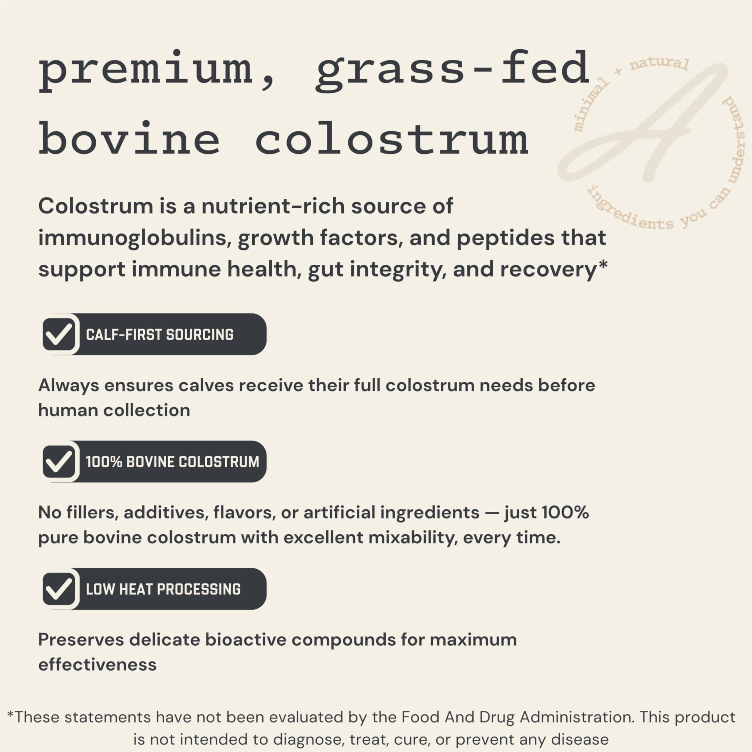 Anea Colostrum - Unflavored | Rich in Immunoglobulins & Lactoferrin | Supports Gut Health, Immunity & Recovery | Calf-First Promise | Made in USA | Made in GMP Facility Anea Nutrition Au supplements