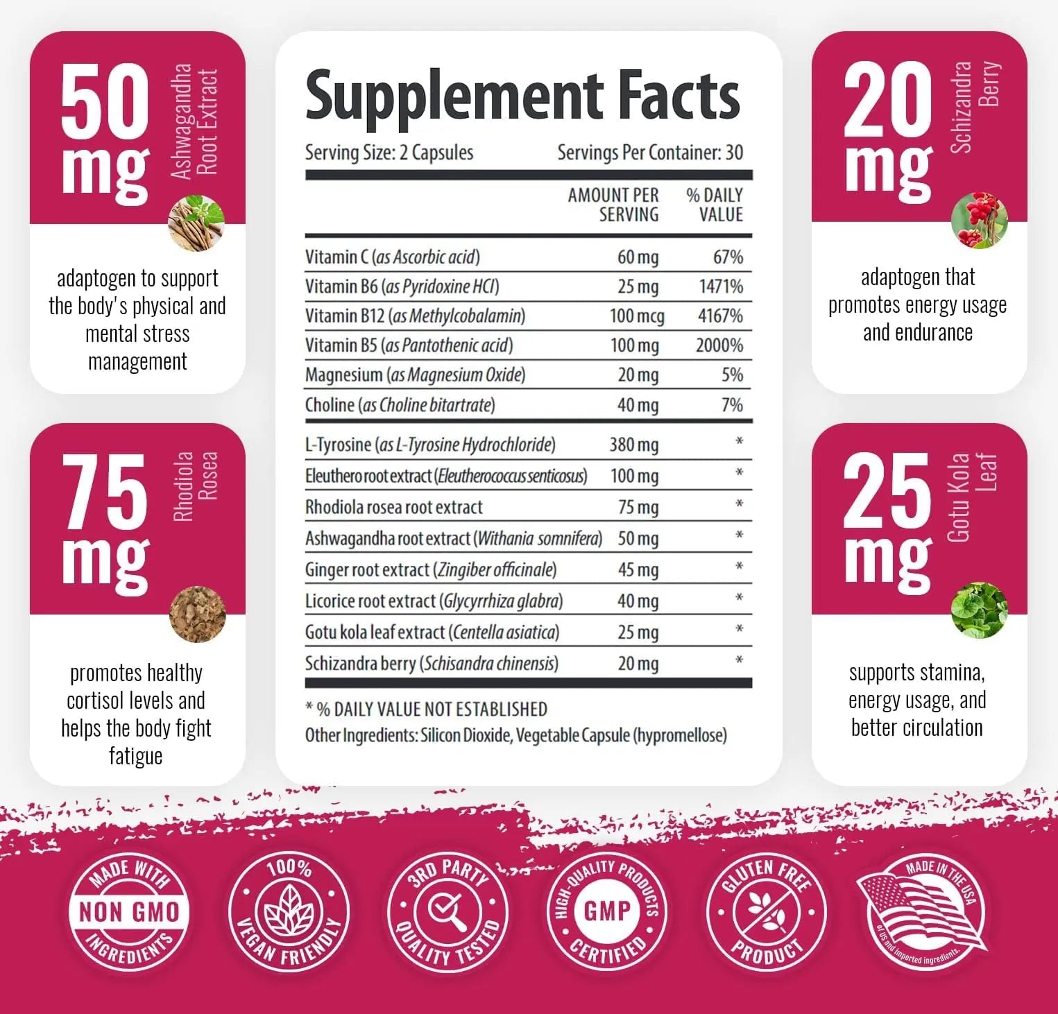 1 Body Adaptogen Complex Supplement with Ashwagandha - 60 Vegan Cap 1 Body Au supplements