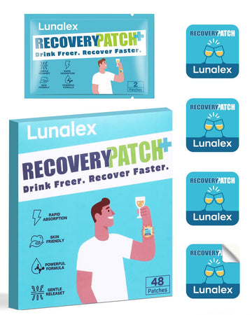 Lunalex Recovery Patch 48 Pack - Wake Up Refreshed & Balanced After Celebration - Plant-Based Formula for Morning Wellness - Bachelorette & Wedding Party Favors - 2 Patches per Sachet, Waterproof Lunalex Au supplements