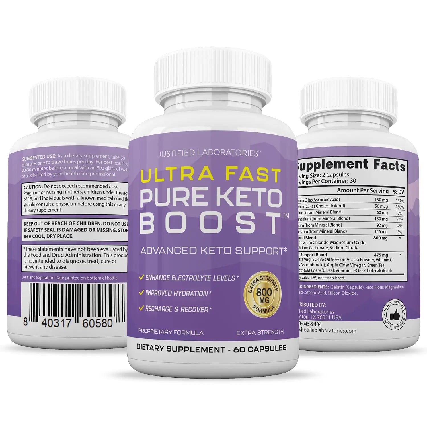 (5 Pack) Ultra Fast Pure Keto Boost Pills 1275MG New & Improved Formula Contains Apple Justified Laboratories Au supplements