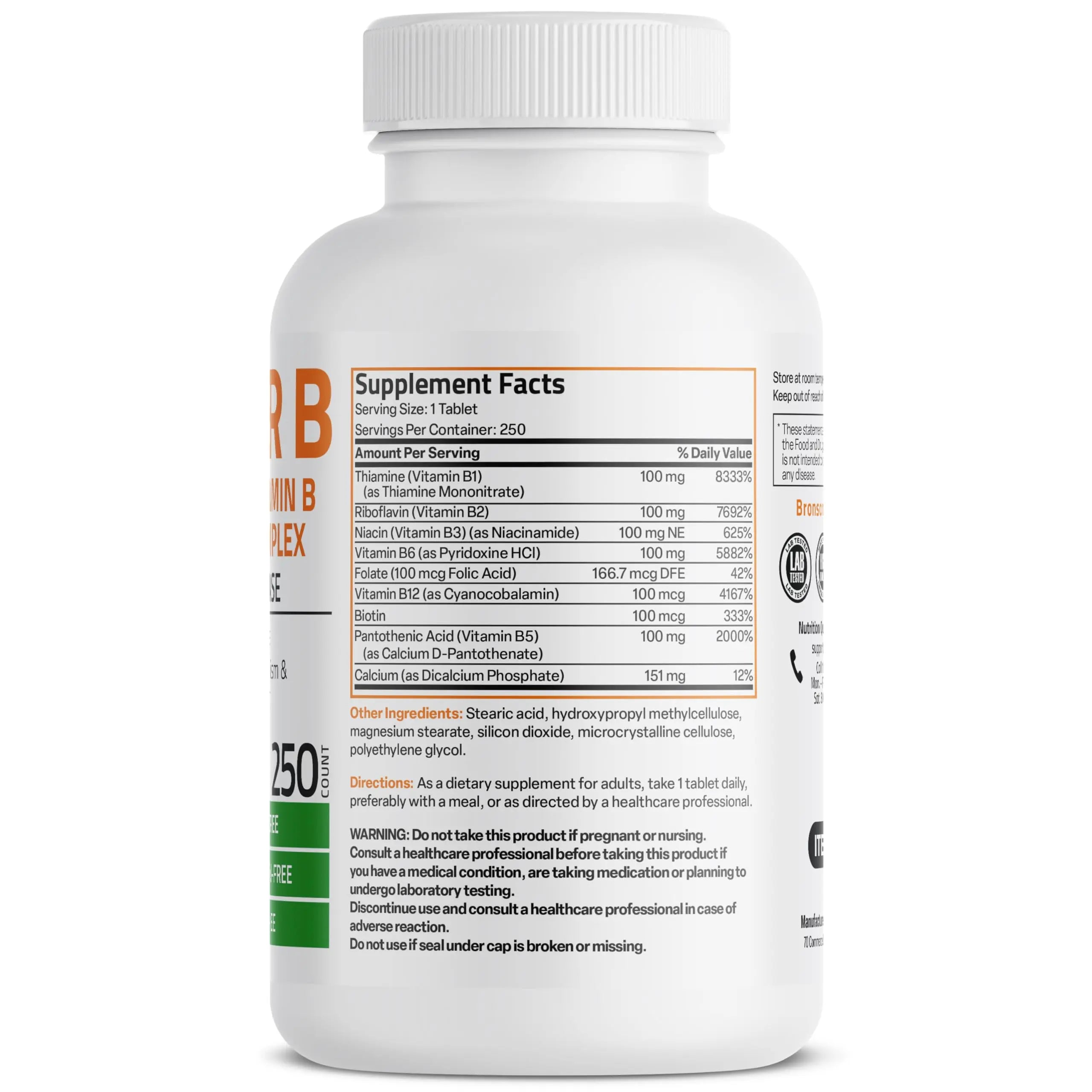 Bronson Super B 100 Vitamin B Complex Sustained Release Contains All B Vitamins Bronson Au supplements