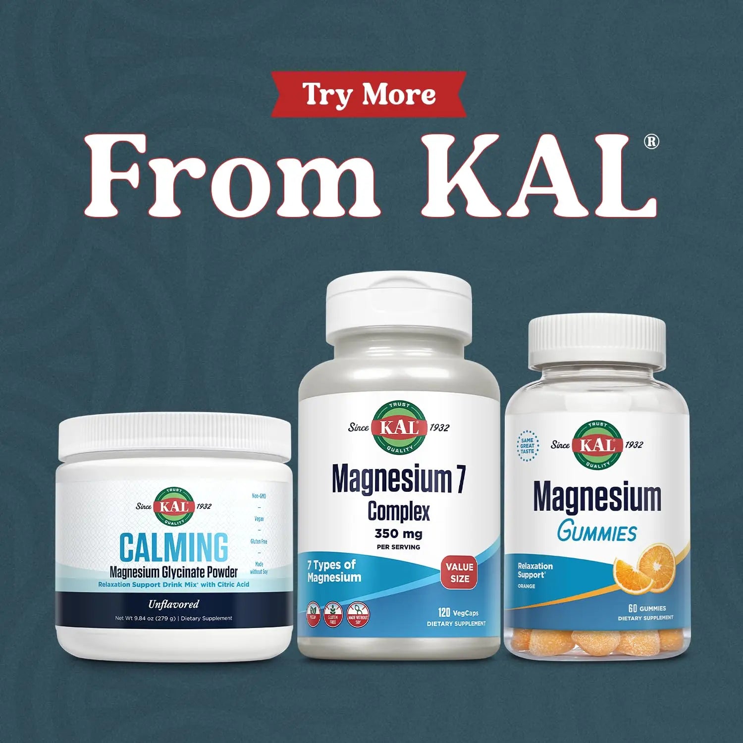 KAL Magnesium Complex 7 - Total Complex with Magnesium Glycinate, Citrate, Malate and More - Relaxation and Whole Body Support Supplements - Vegan, 60-Day Guarantee - 60 Servings - 120 VegCaps KAL Au supplements
