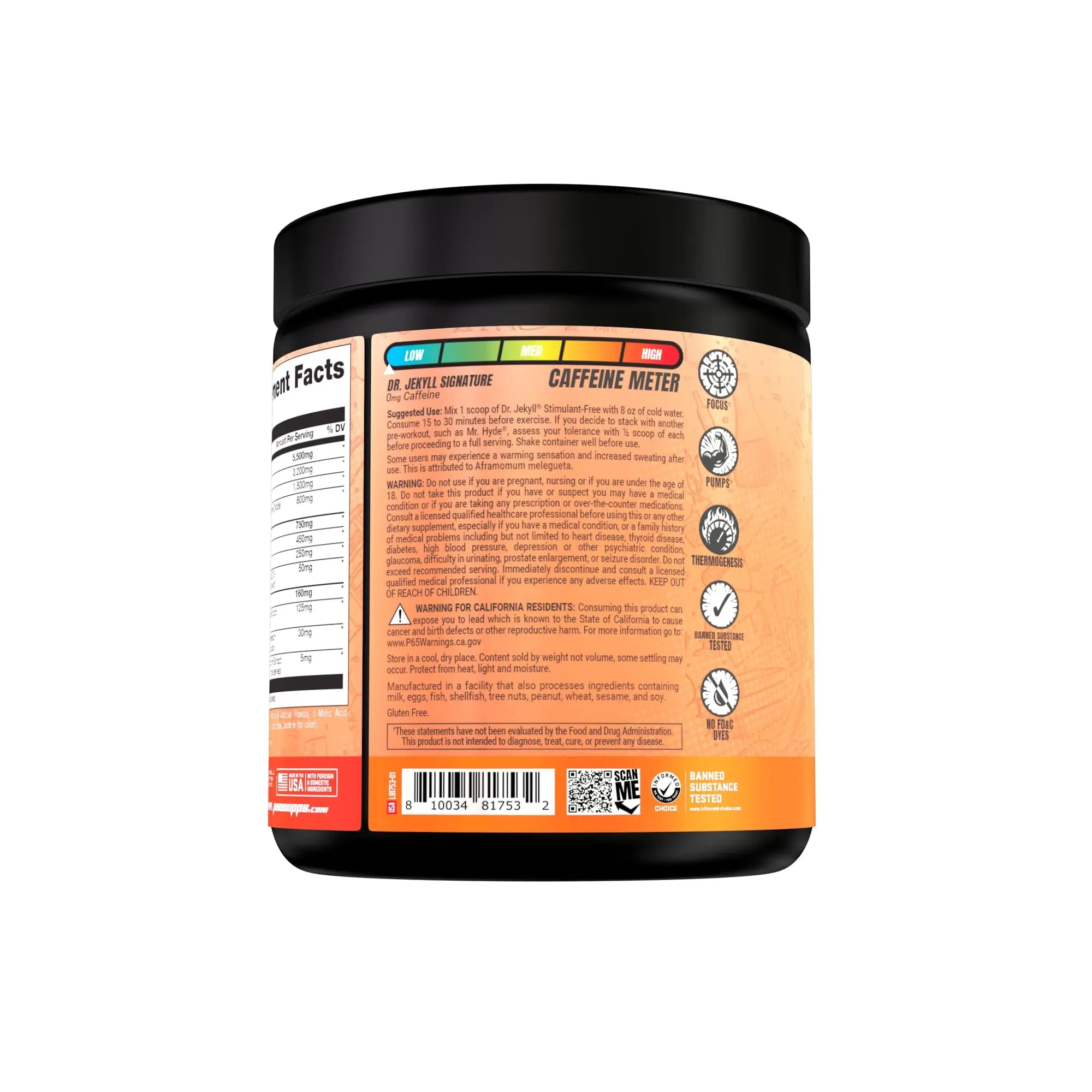 PROSUPPS Dr. Jekyll Signature Pre-Workout Powder, Stimulant & Caffeine Free, Intense PROSUPPS Au supplements
