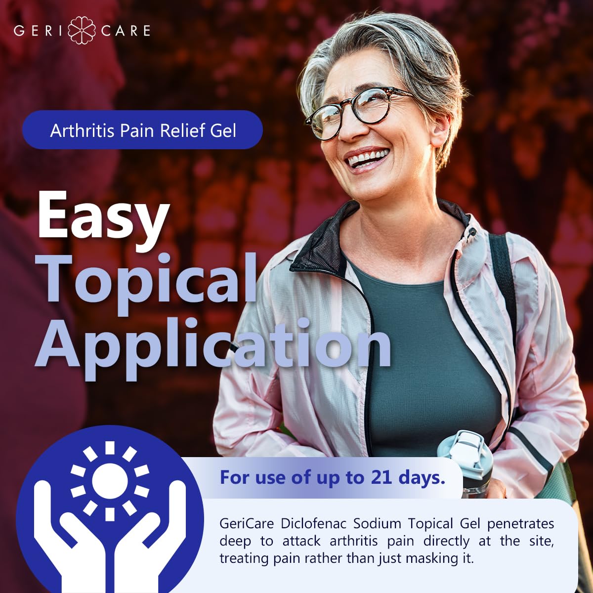 Topical Arthritis Pain Relief Gel Diclofenac Sodium 1% (NSAID) by GeriCare- Hand Wrist Elbow Foot Ankle Knee Extra-Strength Arthritis Pain Reliever- Anti-inflammatory Arthritis Pain Treatment- 3.53oz GeriCare Au supplements