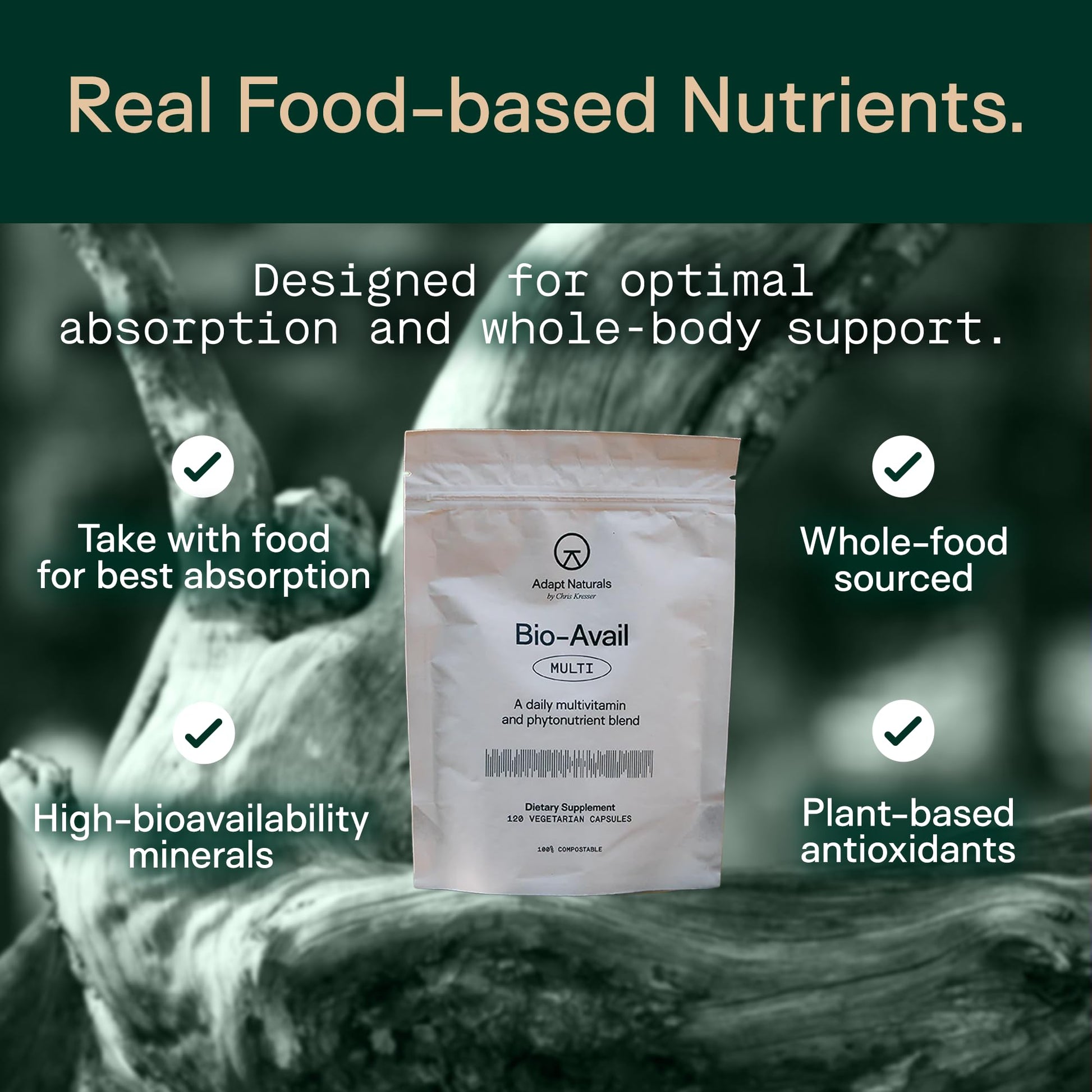 Adapt Naturals Multivitamin for Women & Men, Bioavailable Easy-to-Absorb Multivitamin Daily Supplement with Biotin, Niacin, Vitamin A, B, C, D, E, K1, Zinc, Magnesium - Immune Support - 30 Day Supply ADAPT NATURALS BY CHRIS KRESSER Au supplements