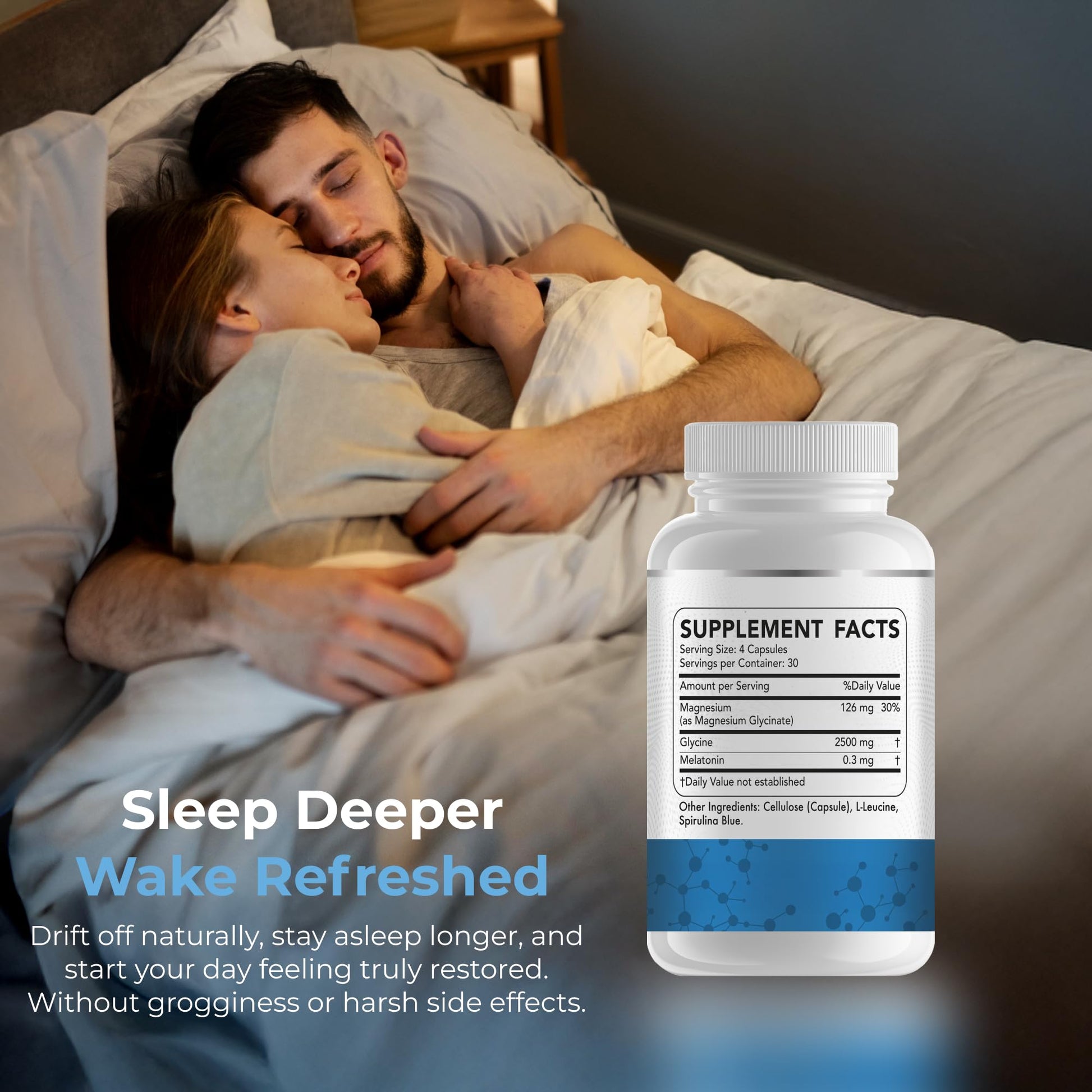 Dr Brad Stanfield Melatonin 300mcg + Magnesium Glycinate 126mg + Glycine 2,500mg for Sleep (120 Count, 30 Servings) Dr Brad Stanfield Au supplements