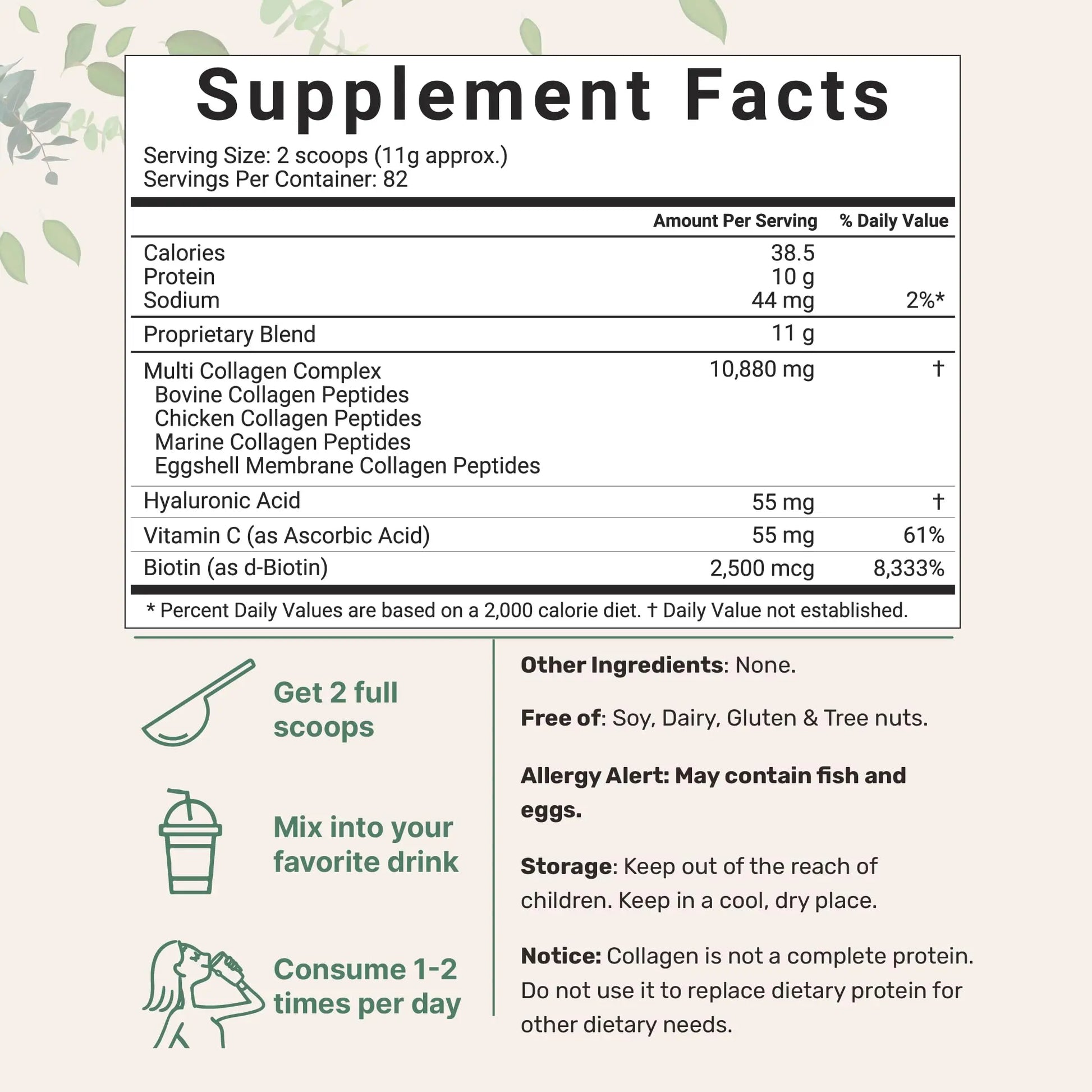 Micro Ingredients Multi Collagen Protein Powder, 2 Pounds – Type I,II,III,V,X with Biotin Micro Ingredients Au supplements