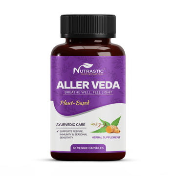 Nutrastic Aller Veda Respiratory Wellness Supplement with Pure Tulsi, Amla, Turmeric, and Neem | Natural Support for Healthy Breathing | 60 Caps Nutrastic Au supplements