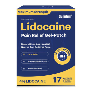Sumifun 4% Lidocaine Patches Maximum Strength - Pain Relieving Gel Patch for Muscle Soreness, Back Ache, Knee, Neck & Joint Pains - Topical Analgesic (Large, Count, 17) Sumifun Au supplements