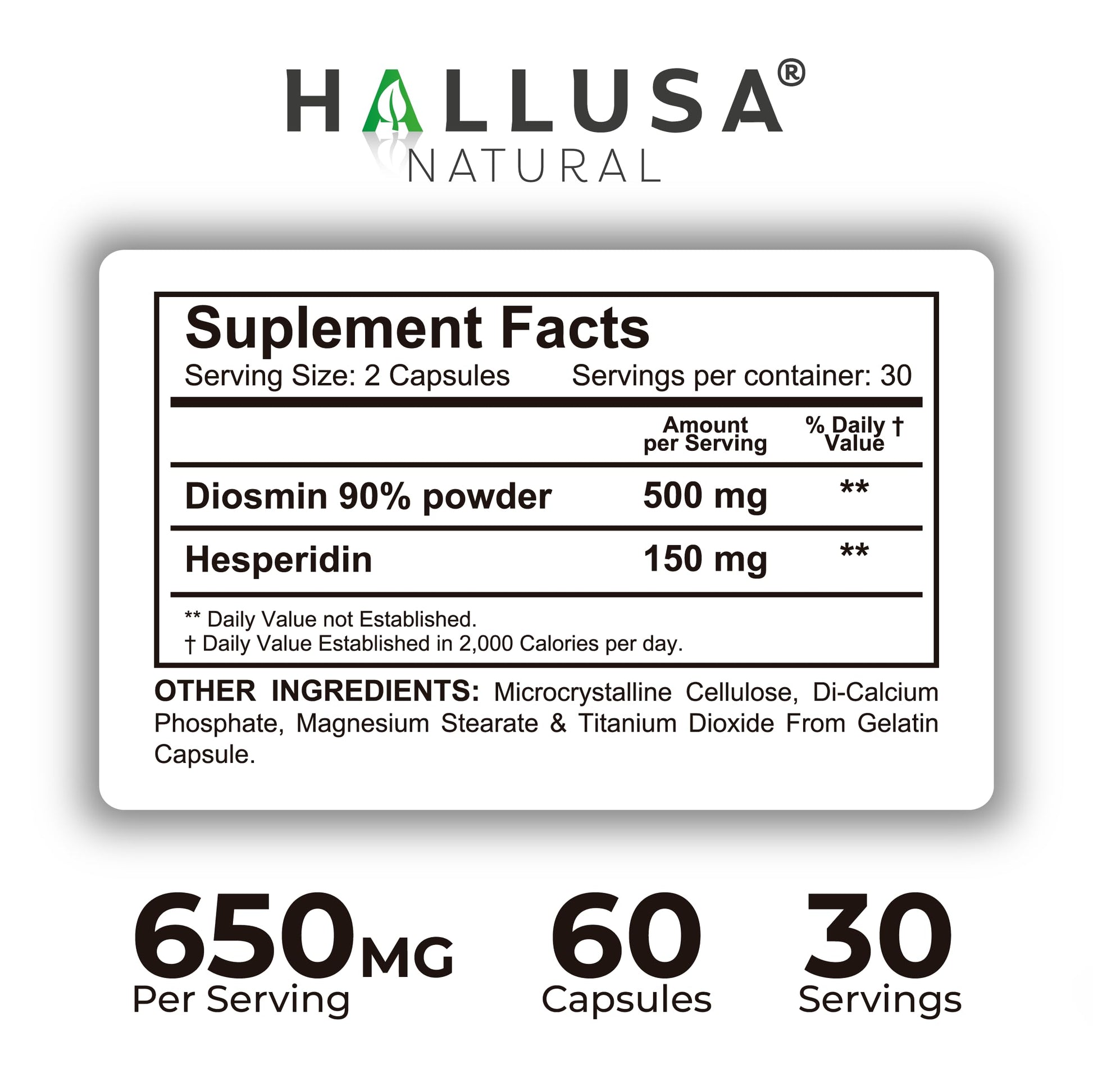 Hallosmine Ultra 650mg Diosmin Hesperidin, 60 Capsules + FREE Leg Cream with Diosmin, Hesperidin & Horse Chestnut, 4 oz | Blood Circulation & Vein Support Supplement, GMO Free, Gluten Free Hallusa Natural Au supplements