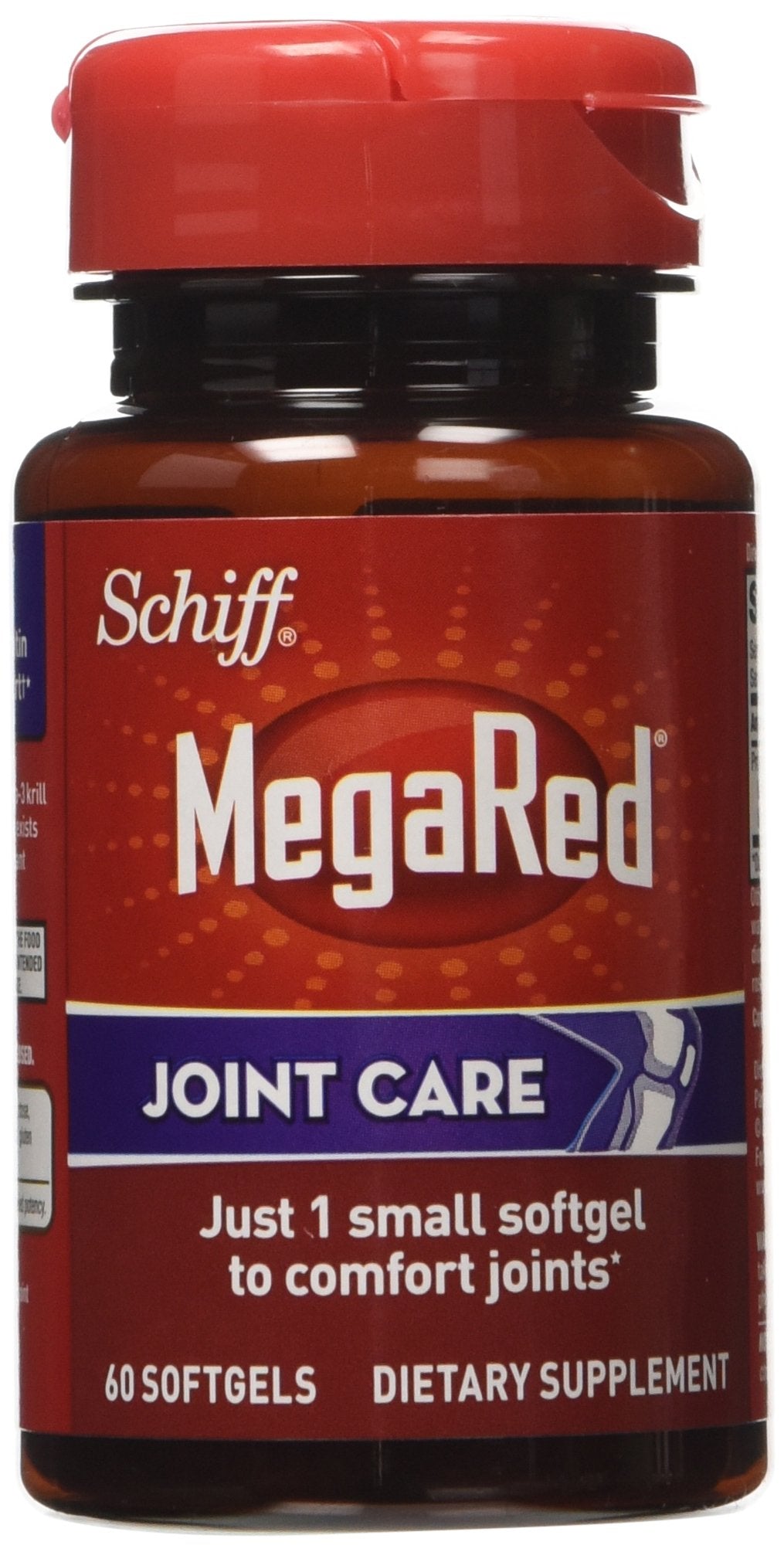 Omega-3 Krill Oil and Joint Supplement - Megared Joint Care 60 softgels - EPA/DHA fatty acids, Antioxidants, Hyaluronic acid, No fishy burp aftertaste as with Fish Oil MegaRed Au supplements
