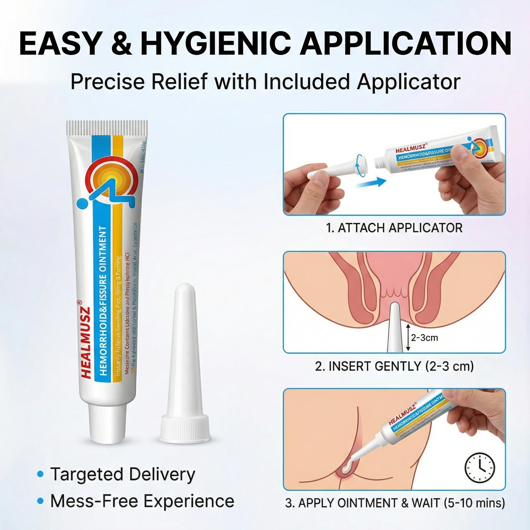 HEALMUSZ Hemorrhoid Fissure Ointment 1.5oz,Fast Relief for Pain, Swelling, Discomfort & Itching,Formulated with 4% Lidocaine and Phenylephrine HCI HEALMUSZ Au supplements