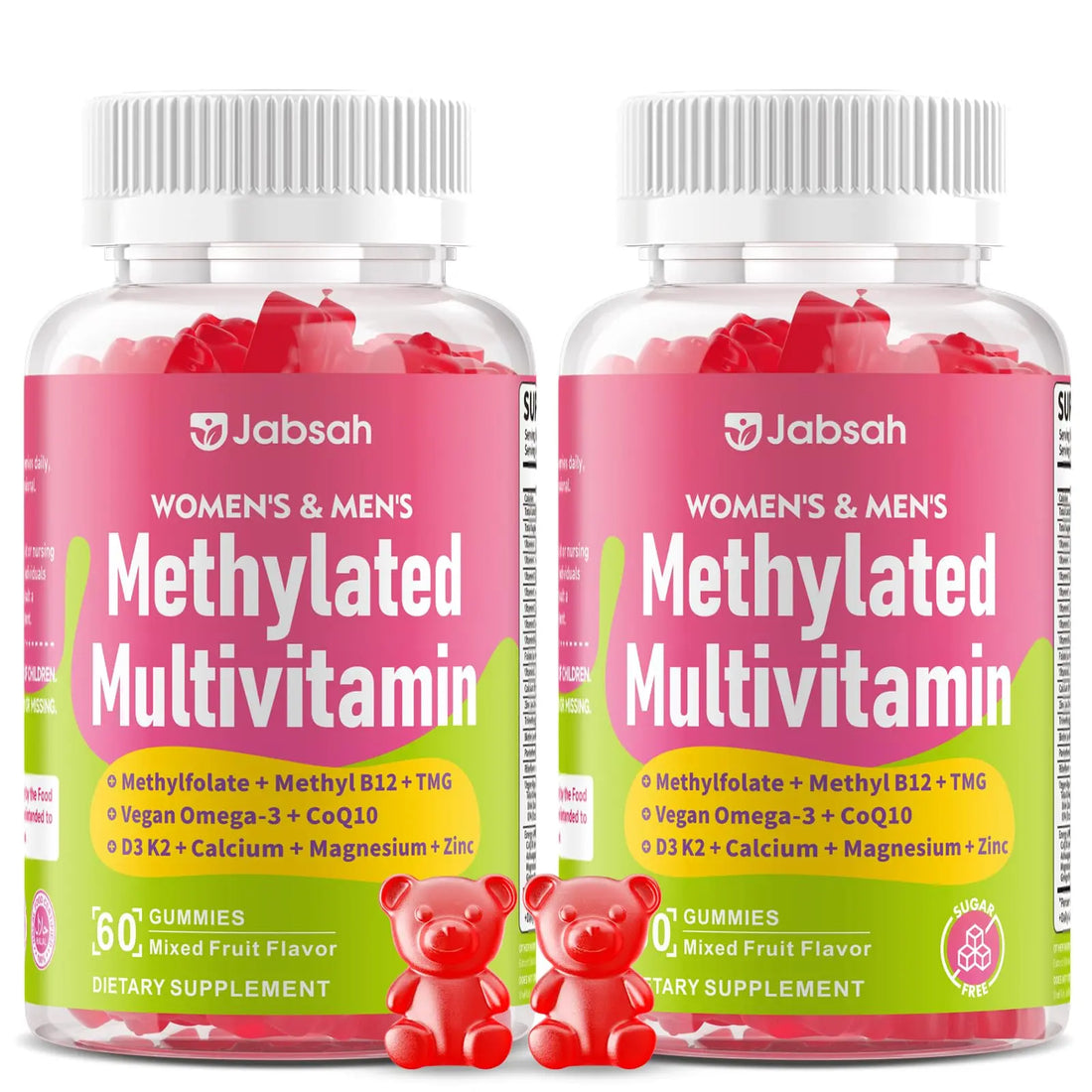 Methylated Vitamin B Complex Gummies for Women & Men, Multivitanins Gummy with Vitamin A, C ,E, Methylfolate & B12, TMG, Calcium, D3 K2 Jabsah Au supplements