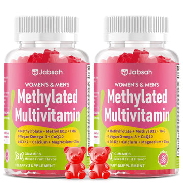 Methylated Vitamin B Complex Gummies for Women & Men, Multivitanins Gummy with Vitamin A, C ,E, Methylfolate & B12, TMG, Calcium, D3 K2 Jabsah Au supplements