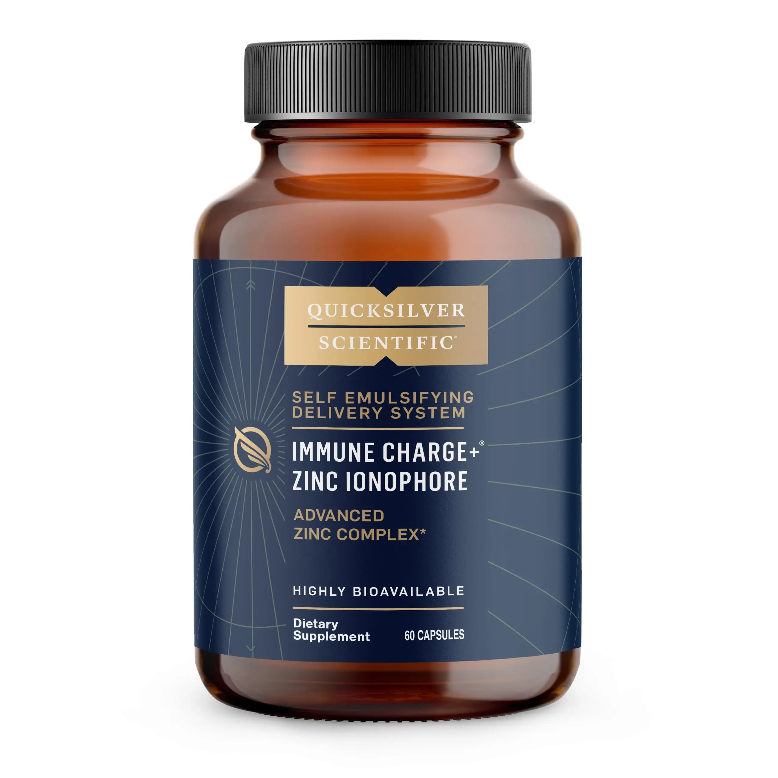 Quicksilver Scientific Immune Charge+ Zinc Ionophore - Zinc Supplement Complexed with Quercetin, Luteolin, Hesperetin Immune + GI Support (60 Capsules) Quicksilver Scientific Au supplements