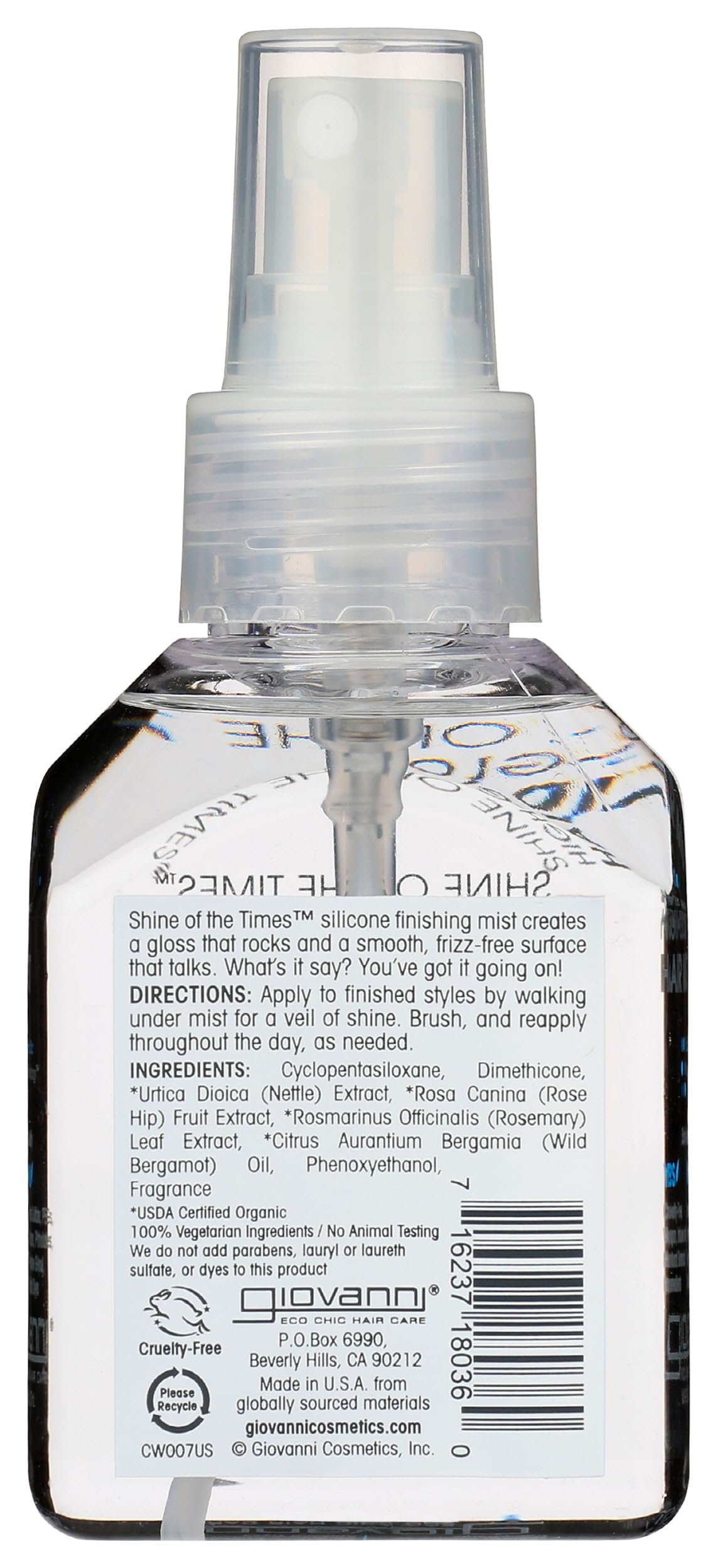 GIOVANNI Shine of the Times Finishing High-Gloss Hair Mist - Anti Frizz Hair Products, Color Safe, Salon Quality, Cruelty-Free, No Parabens, Infused with Natural Botanical Ingredients - 4.3 oz GIOVANNI Au supplements