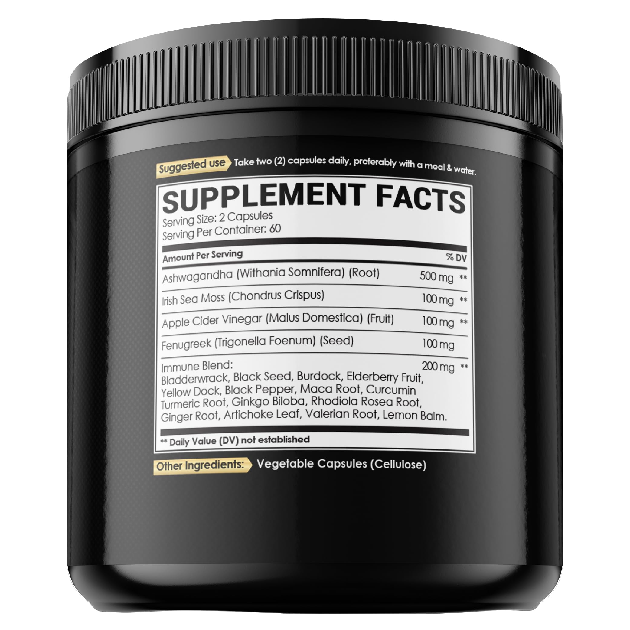 NUQIIT Organic Ashwangdha Capsules 15000mg Irish Sea Moss Apple Cider Vinegar & More - Support Brain Health, Strength & Immune System - 120 Vegan Capsules NUQIIT Au supplements