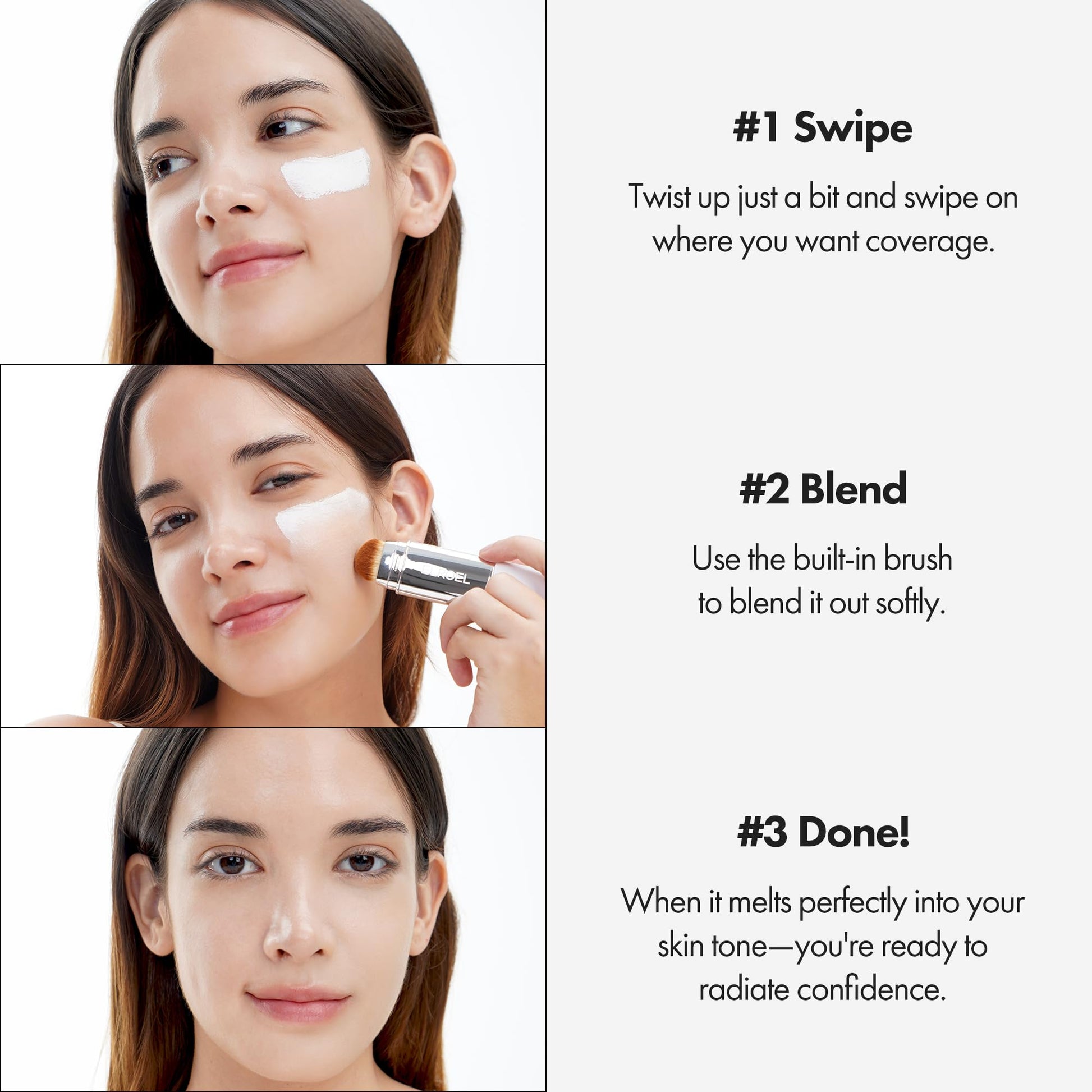 ELROEL Blanc Cover Cream Stick V White - Korean Color-Changing Foundation Stick with Volufiline - Medium to Full Coverage Dewy Finish Base Makeup - Dual-Ended with Detachable Brush (202 Natural) ELROEL Au supplements