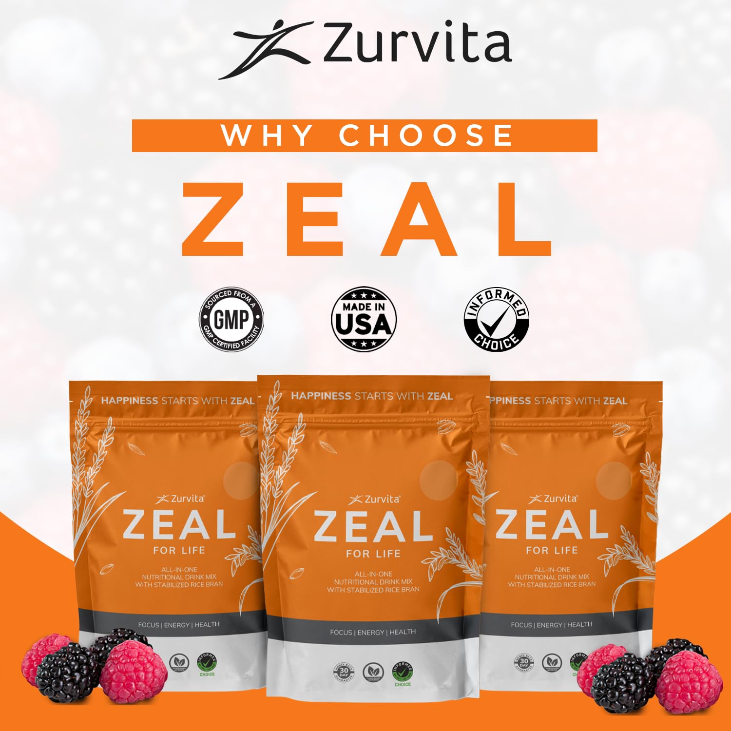 Zurvita - Zeal for Life Wellness Drink Mix - Wild Berry (Classic) Flavor - Gluten-Free, Vegan, with Vitamins and Minerals - 10 Single Packets Zurvita Au supplements