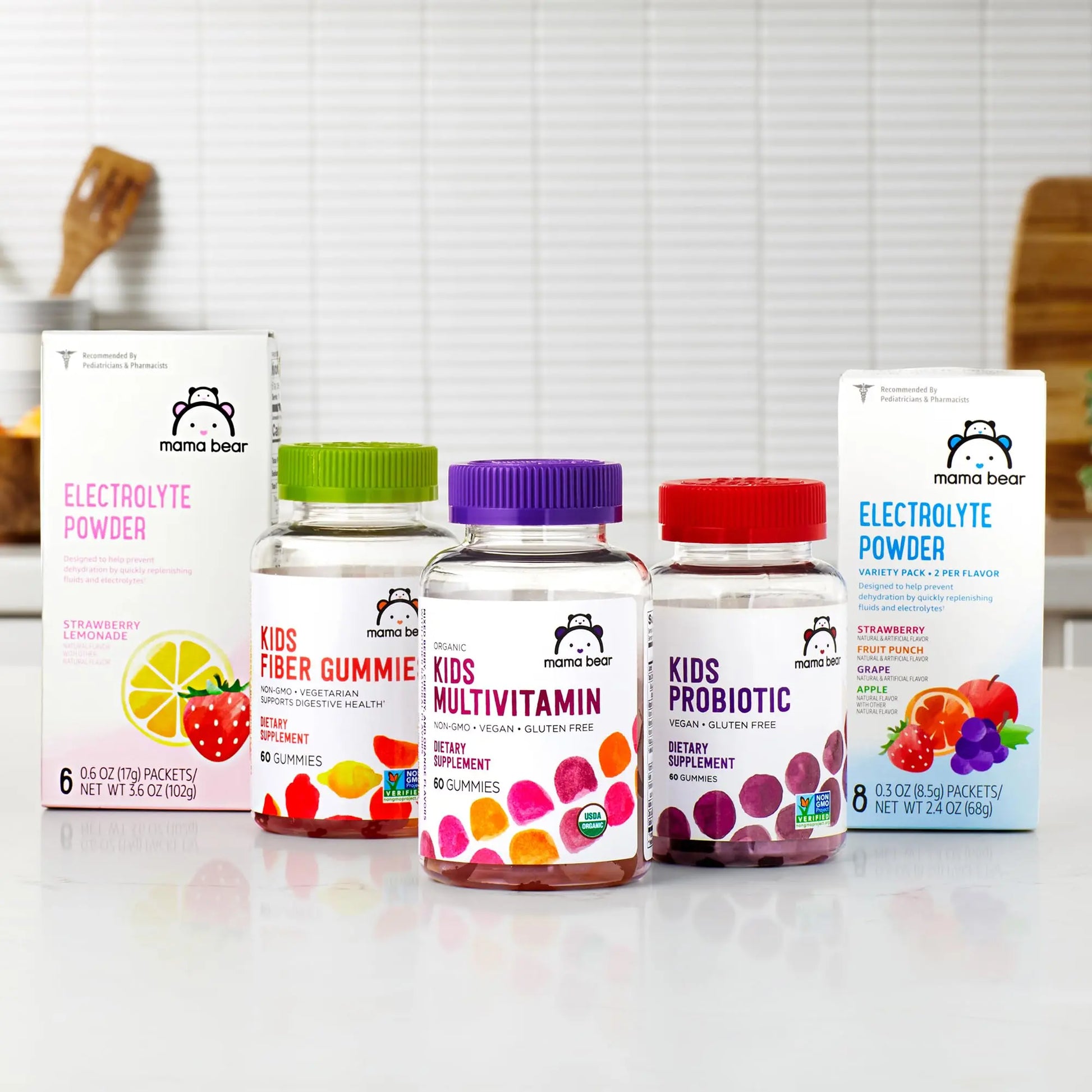 Amazon Brand - Mama Bear Organic Kids Multivitamin, 60 Gummies, 1 Month Supply (Packaging May Vary), Berry, Cherry & Orange Mama Bear Au supplements
