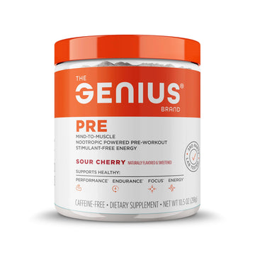 The Genius Brand Genius Pre - Clean Pre-Workout Powder for Energy, Focus & Fitness Support - No Artificial Flavors, Preservatives, or Proprietary Blends - Non-GMO - 20 Servings - Sour Cherry The Genius Brand Au supplements