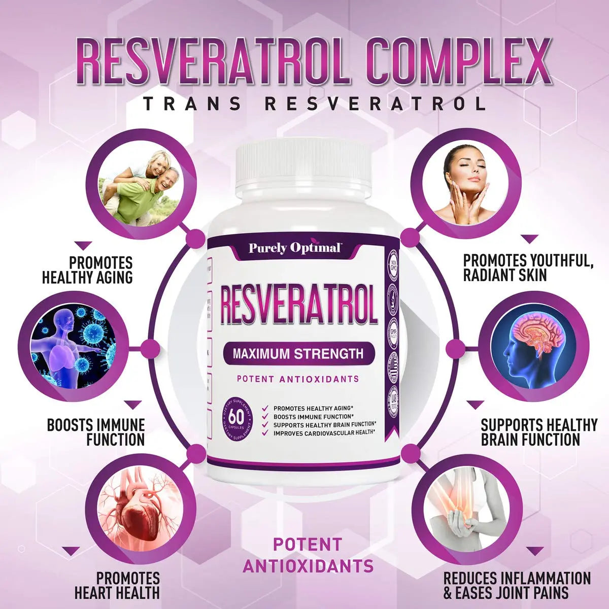 Premium Resveratrol Supplement 1500mg - Max Strength, Trans Resveratrol Capsules Purely Optimal Au supplements