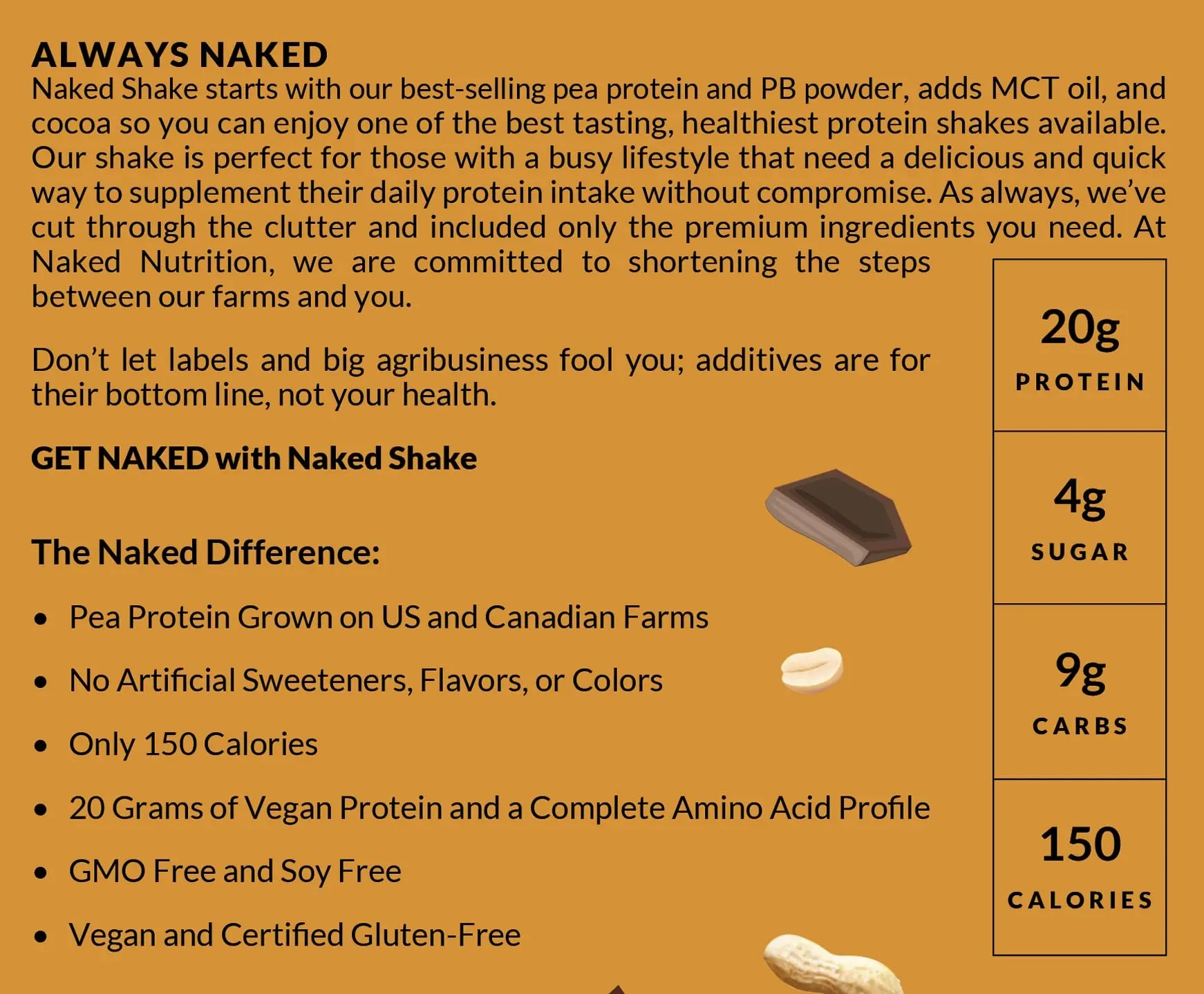 Naked Shake - Chocolate Peanut Butter Protein Powder - Vegan Protein Powder from US NAKED Au supplements