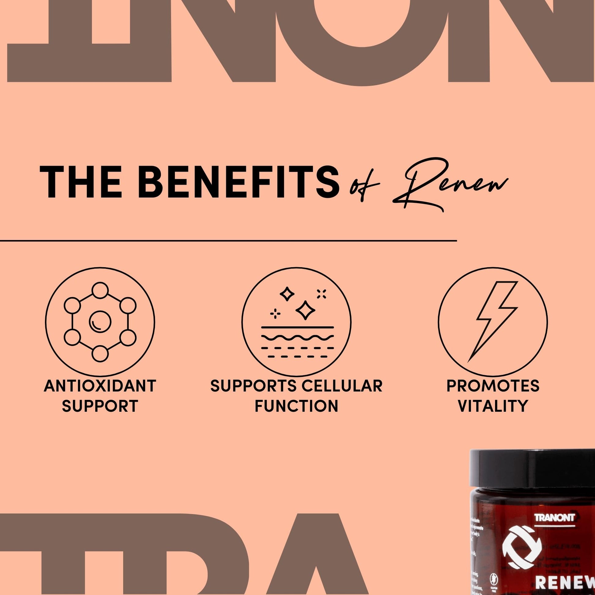 Tranont Renew - Antioxidant Complex for Vitality & Wellness | Vitamin E Tocotrienols & Geranylgeraniol | Supports Healthy Cellular Function, Joint Health, & Youthful Glow - 30 Capsules Tranont Au supplements