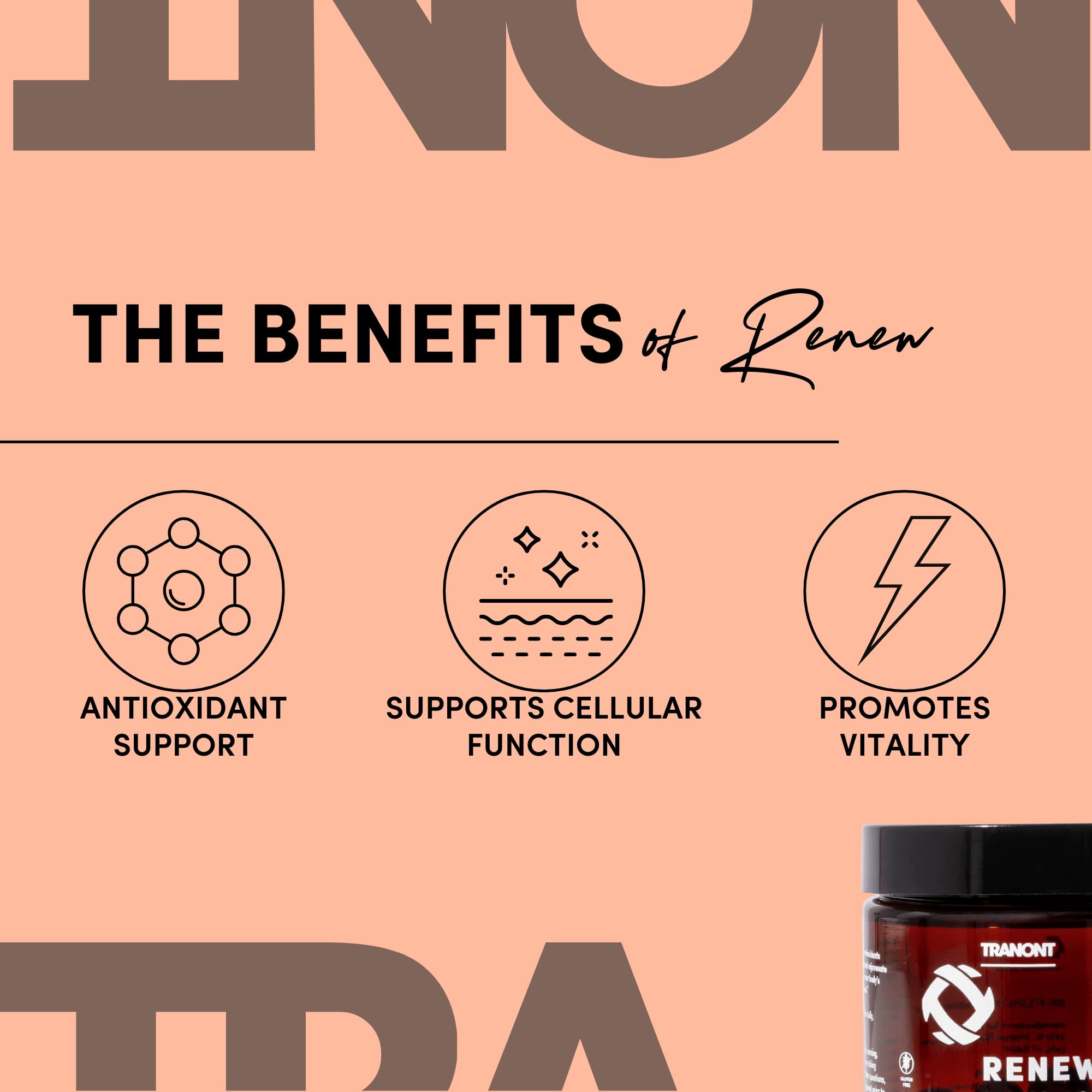 Tranont Renew - Antioxidant Complex for Vitality & Wellness | Vitamin E Tocotrienols & Geranylgeraniol | Supports Healthy Cellular Function, Joint Health, & Youthful Glow - 30 Capsules Tranont Au supplements