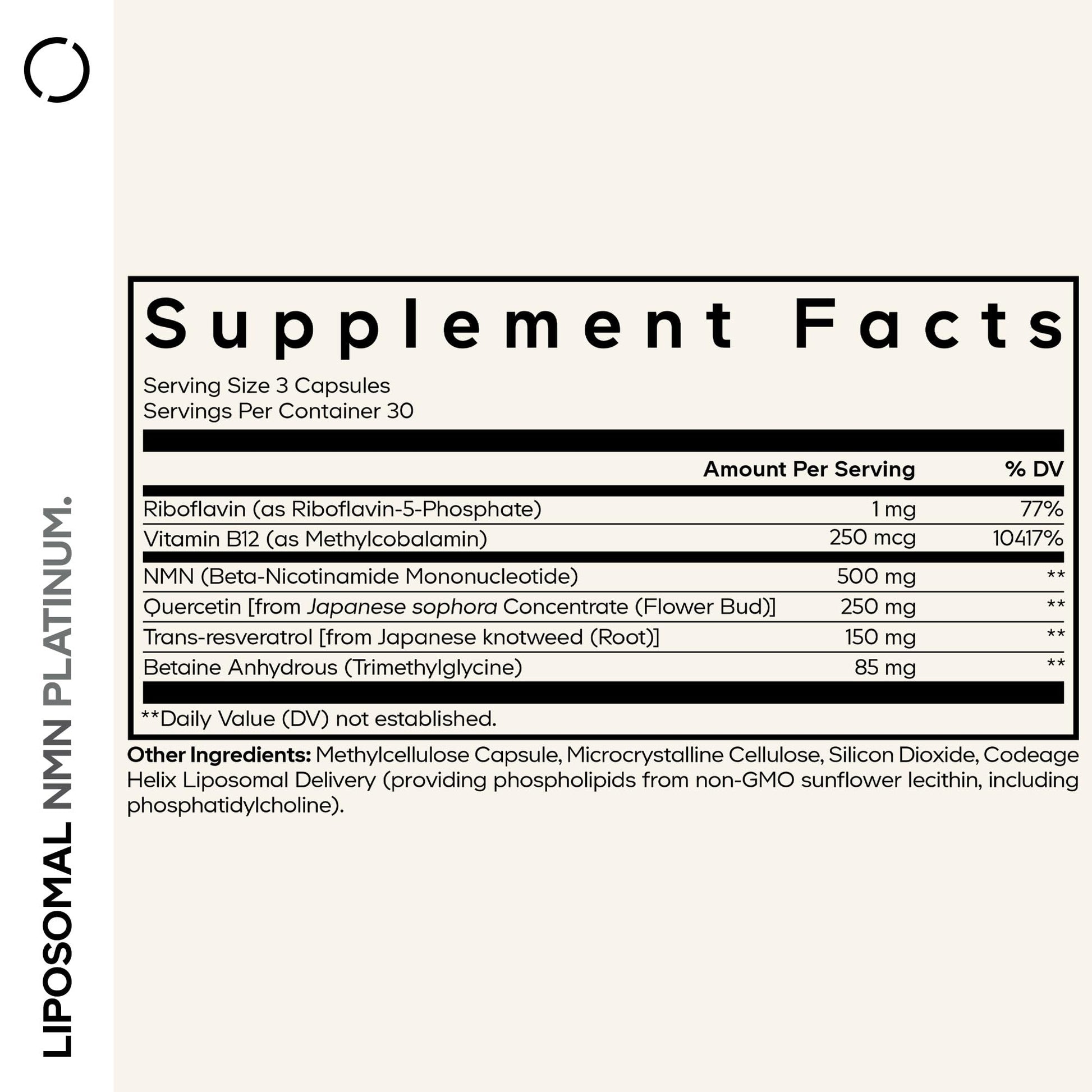 Codeage Liposomal NMN Platinum - 500 mg NMN Supplement, Nicotinamide Mononucleotide, NAD Precursor - Quercetin, Resveratrol, Betaine TMG, Vitamin B2 Riboflavin & Vitamin B12 - Non-GMO - 90 Capsules Codeage Au supplements