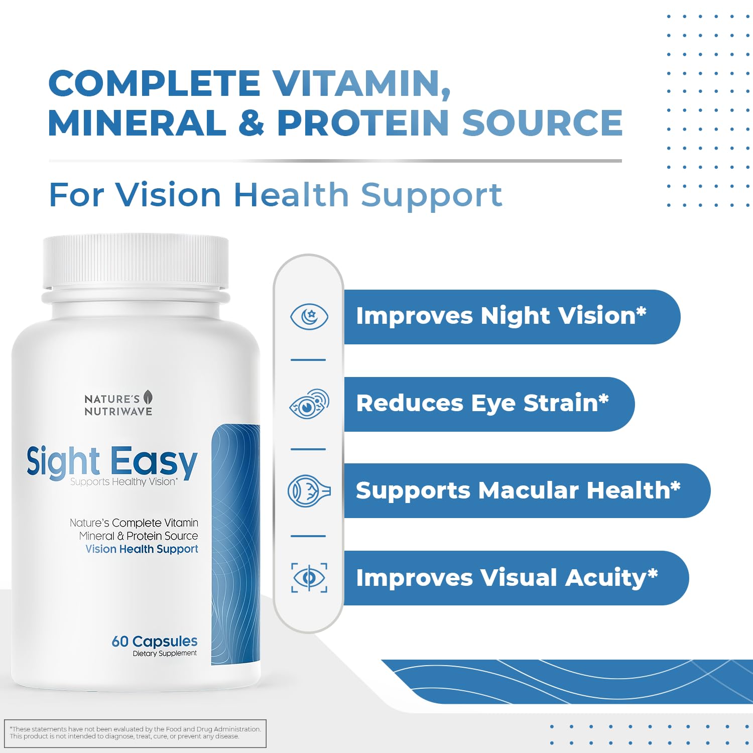 SIGHT EASY - Eye Vitamins & Mineral Supplements with Lutein & Zeaxanthin, Vitamin C, Vitamin E, Zinc and Bilberry for Healthy Vision and Eye Function Support - 60 Capsules, 1 Month Supply Nature’s NutriWave Au supplements