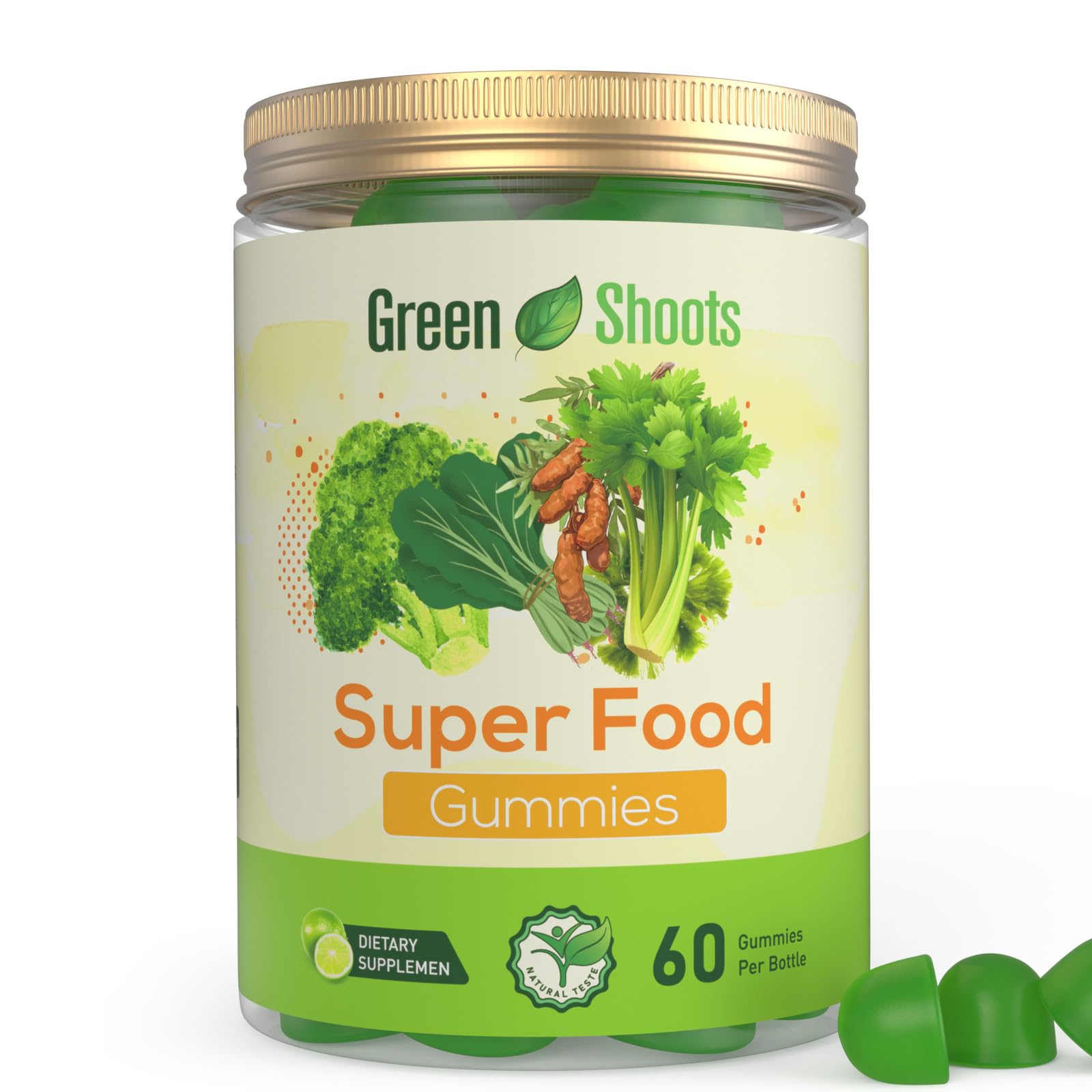 Greenshoots Super Food Gummies with Super Greens Blend, Vitamin A & C – Broccoli, Spinach, Moringa & Chlorella – Vegan, Sugar Free, Daily Nutrition Support, 60 Gummies Greenshoots Au supplements