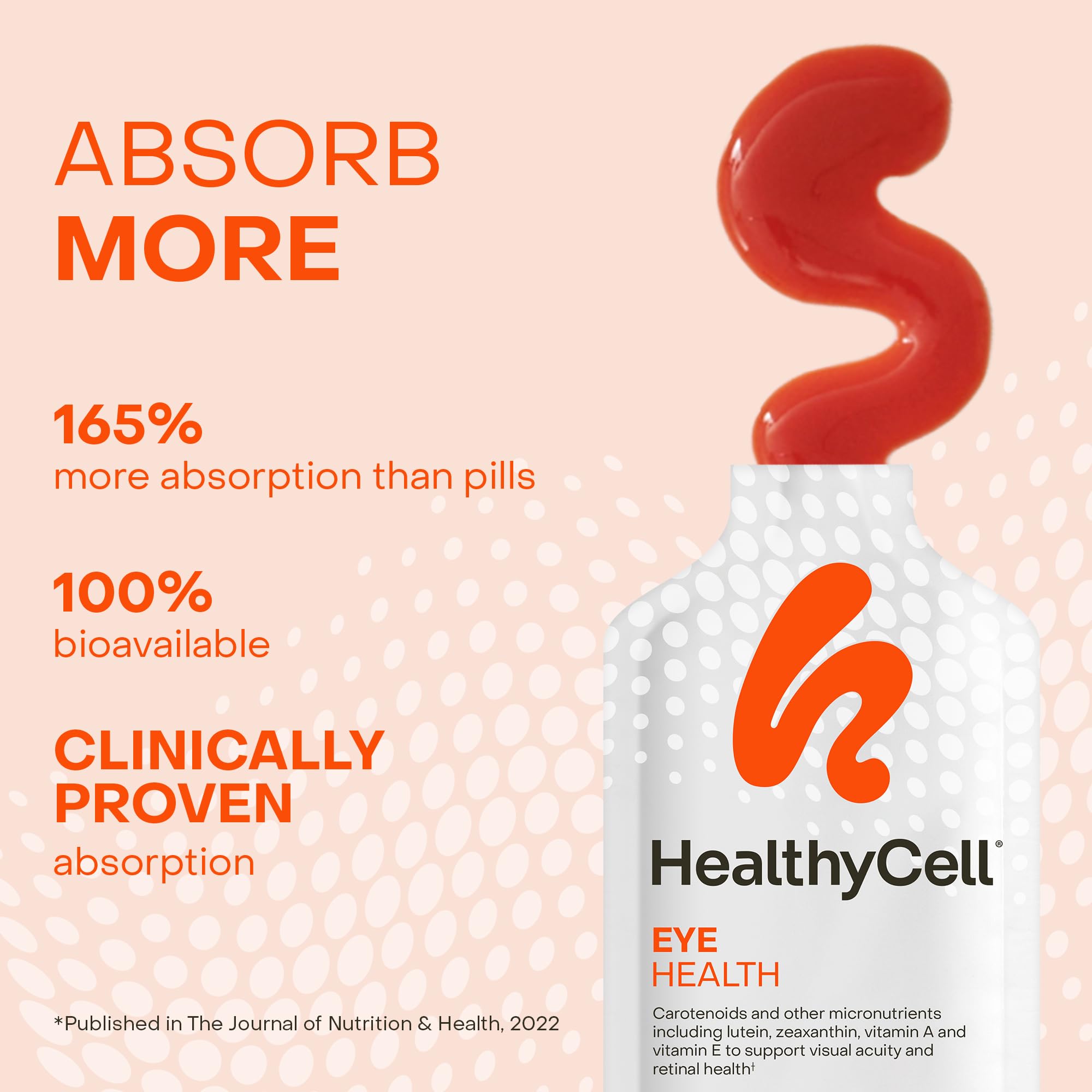 Healthycell Eye Health Daily Liquid Supplement - Eye Vitamins & Minerals with Lutein, Zeaxanthin, Astaxanthin & Beta Carotene for Sight Care & Macular Support - 30 Gel Packs Healthycell Au supplements