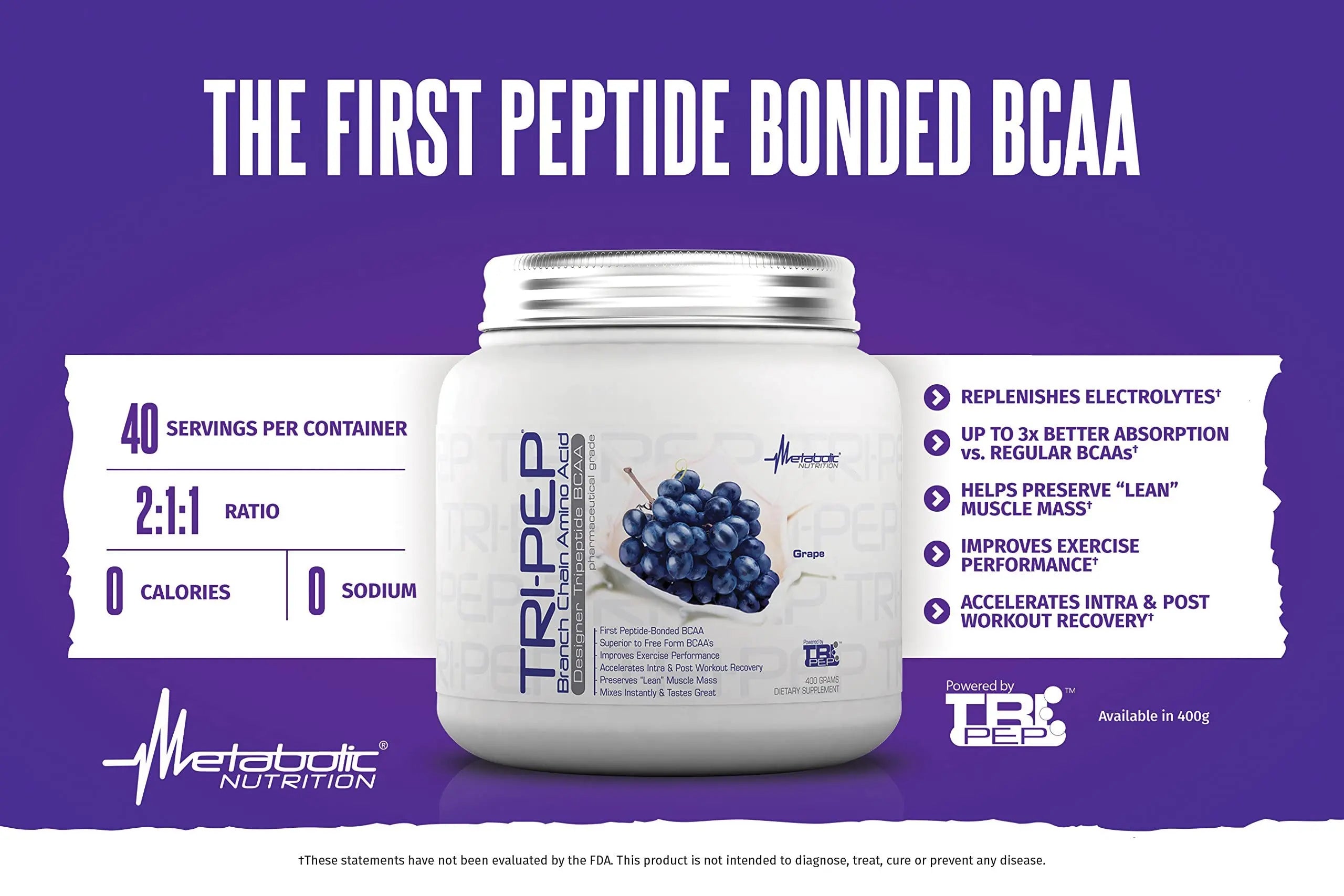 Metabolic Nutrition - TRIPEP - Tri-Peptide Branch Chain Amino Acid, BCAA Powder Metabolic Nutrition Au supplements