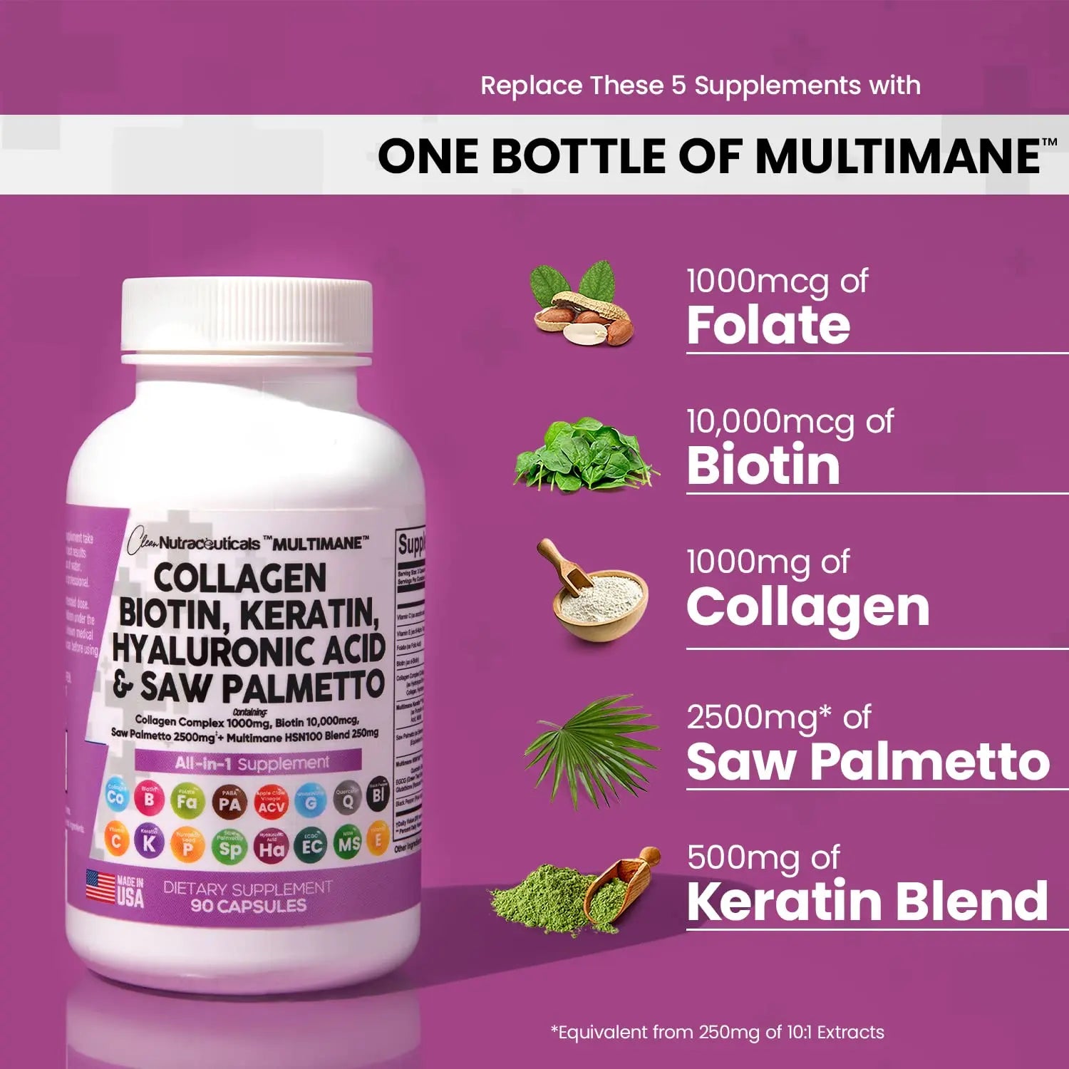 Collagen Pills 1000mg Biotin 10000mcg Keratin Saw Palmetto 2500mg 90 Ct Clean Nutraceuticals Au supplements