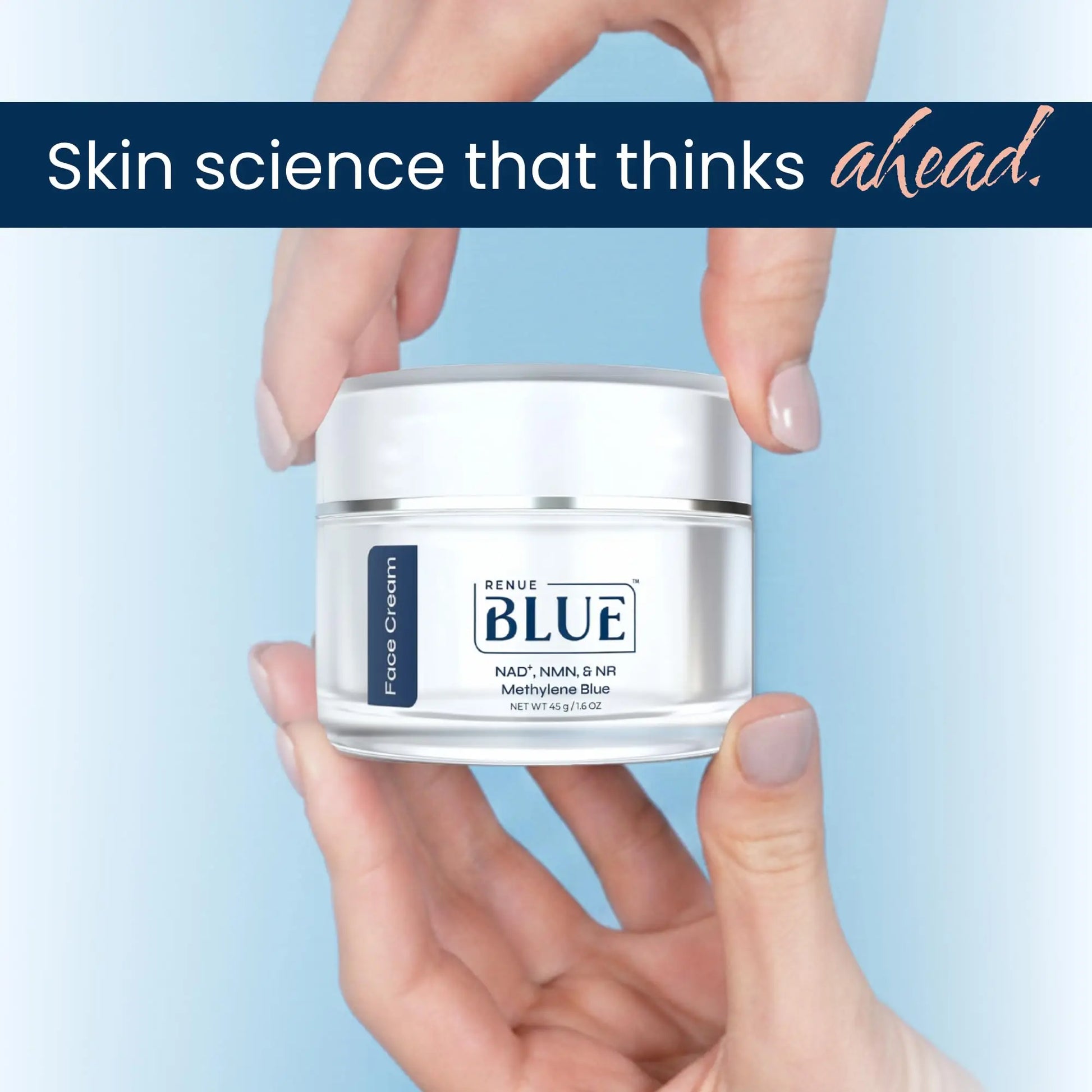 Renue Blue Methylene Blue Face Cream - Liposomal NAD+ Complex and Nutrients for Skin Rejuvenation, Deep Hydration, and Anti-Aging Support Renue By Science Au supplements