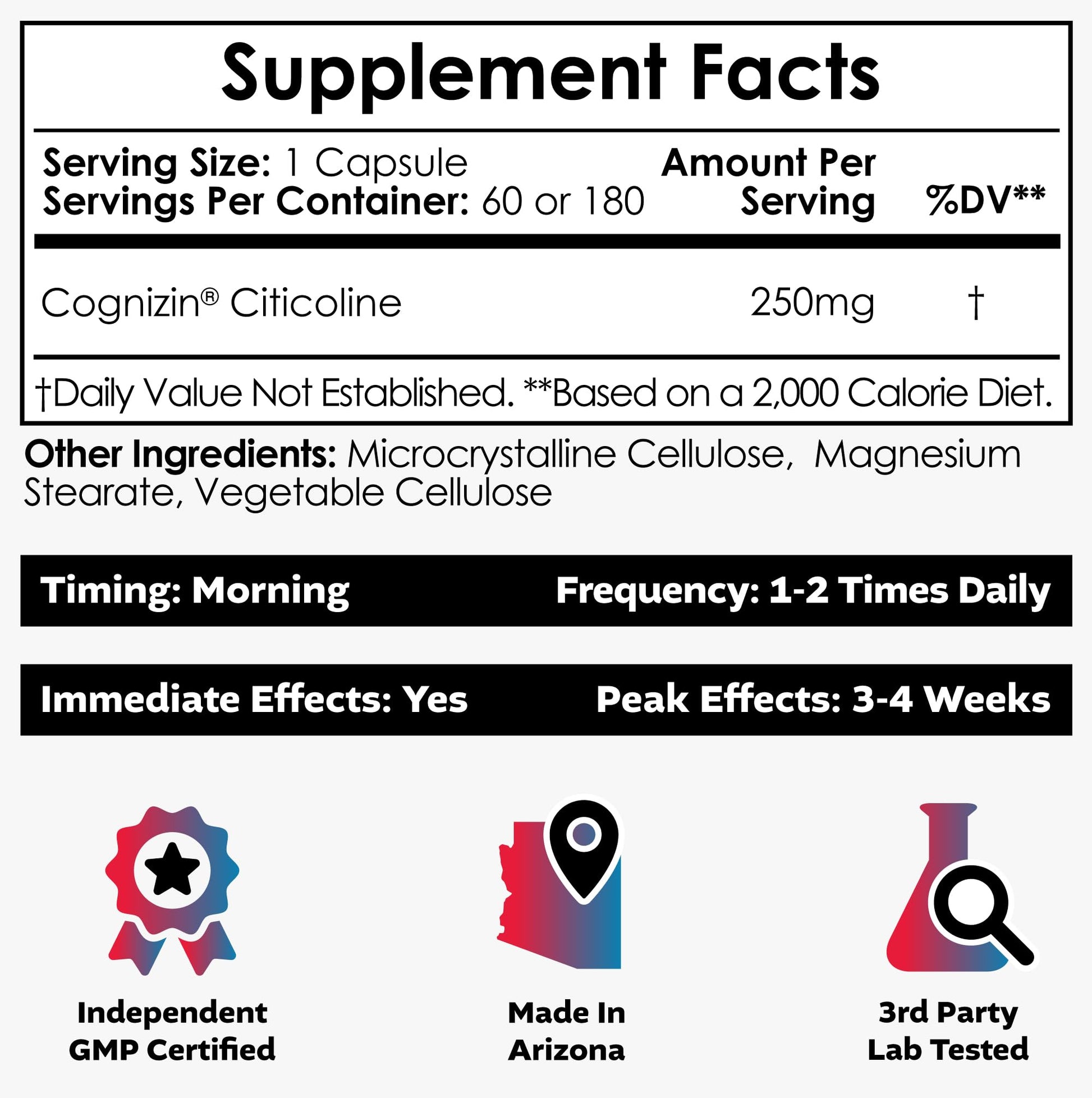 Nootropics Depot Cognizin Citicoline Capsules | 60 Count | Choline Supplement | Brain Health Supplement | Regulates Memory and Cognitive Function | Supports Attention, Focus and Recall Nootropics Depot Au supplements
